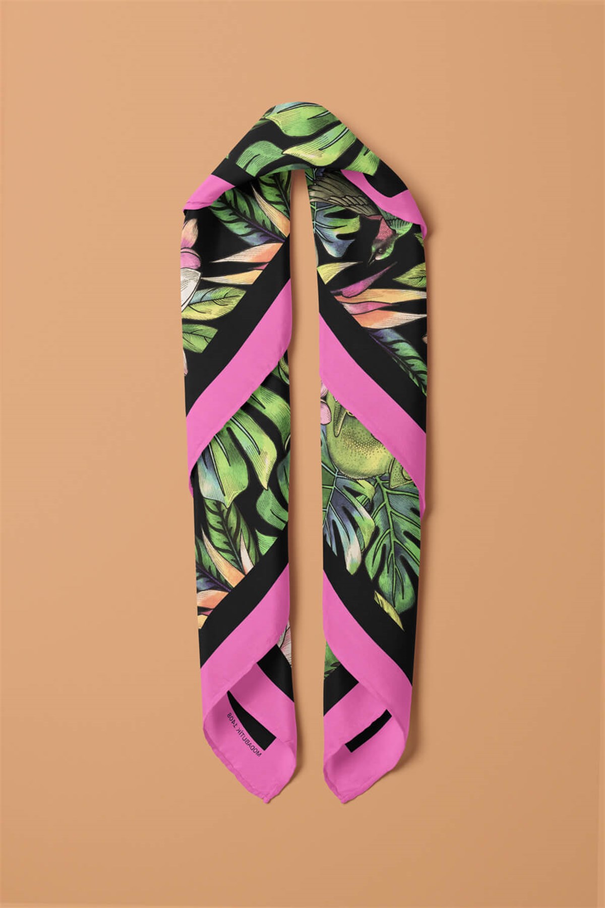 Violla H32 Kadın Yeşil Yaprak Desenli 50x50 Bandana DG01408-22