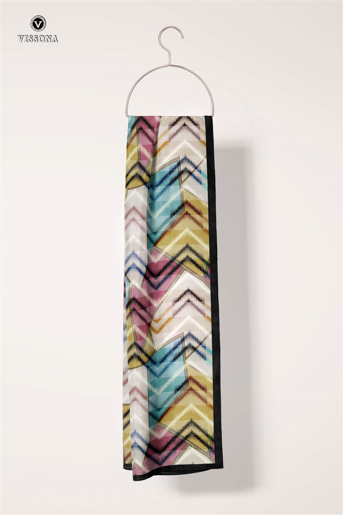 %100 İPEK GEOMETRİK DESENLİ KADIN FULAR 30X170