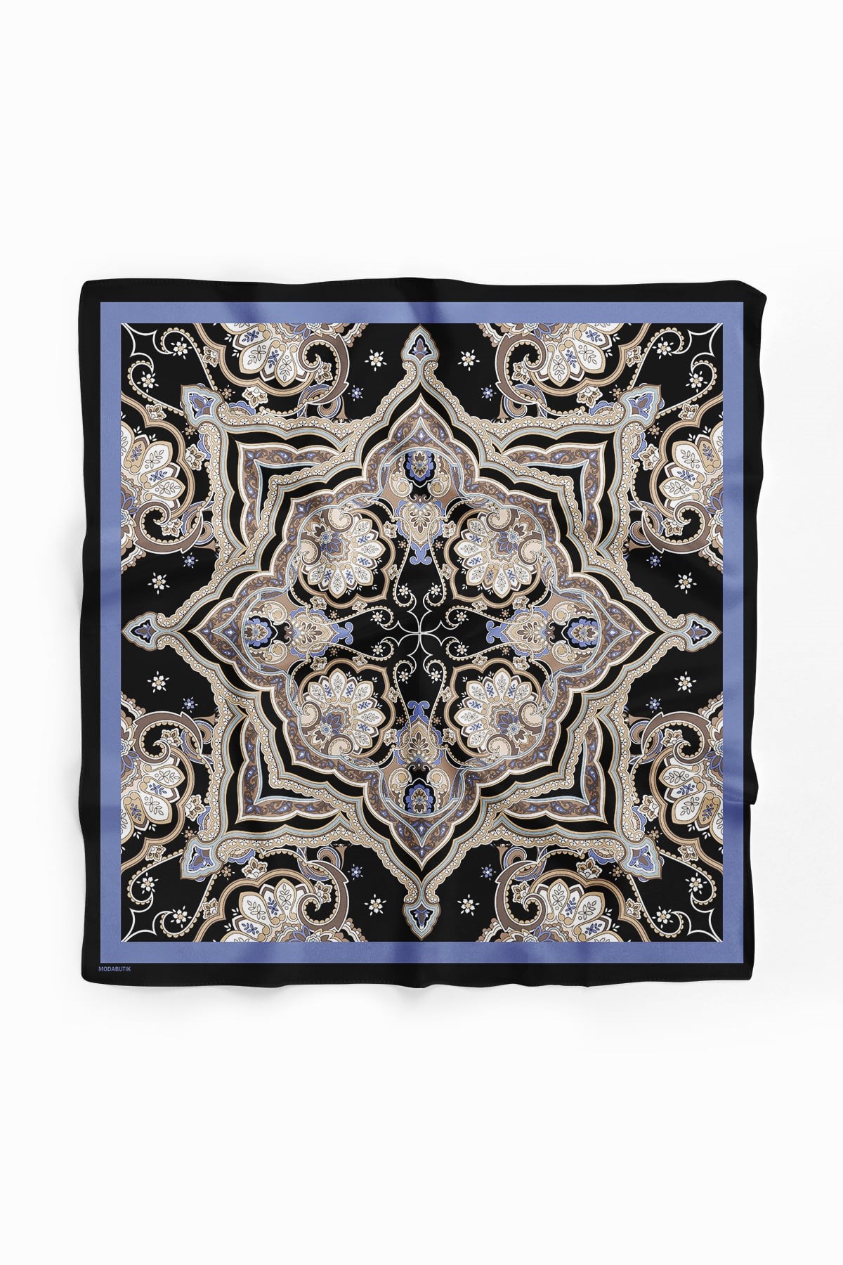 Violla C35 Kadın Krem Açık Mavi Layer Desenli 50x50 Bandana HYL DG0956-22
