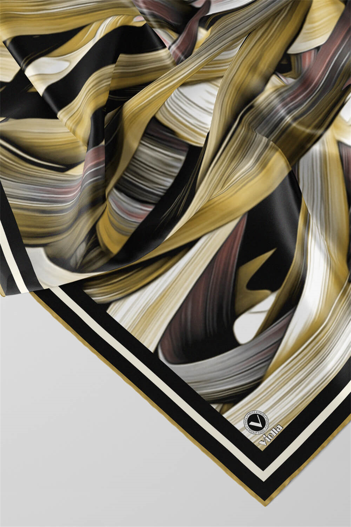 Twill Kare Desenli Bej Renkli 90x90 Dikim Şekli : El Dikişi Eşarp (İpek İçermez)