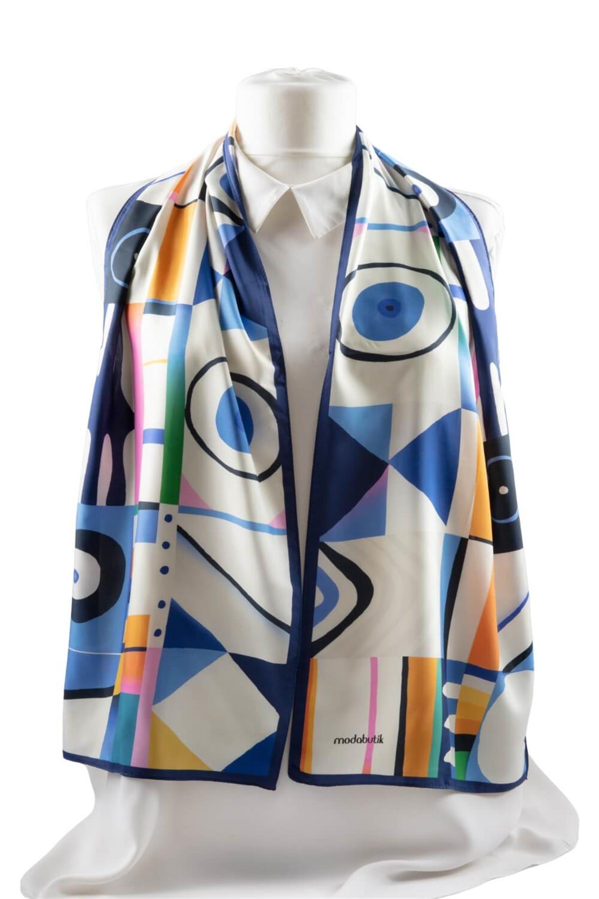 I98 Modabutik Geometrik Desenli Kadın Fular