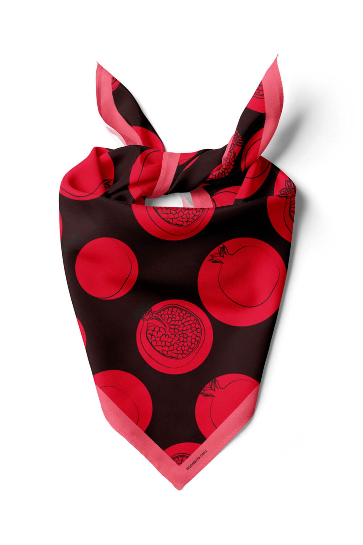 Violla V20 Kadın Nar Desenli Bandana 50x50 Kırmızı Siyah