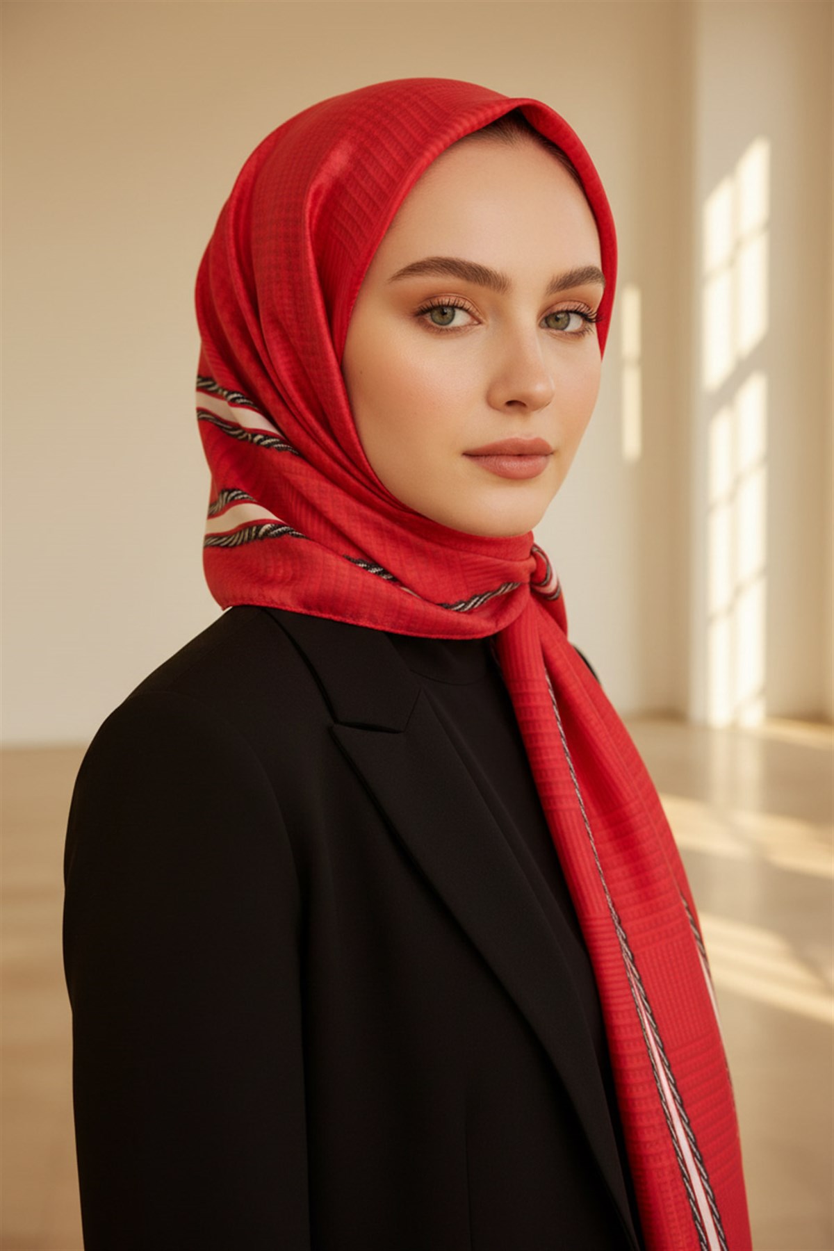 %100 Saf İpek Şal İnce Saten Vual Dokuma Doku Desenli 90x210 Şal