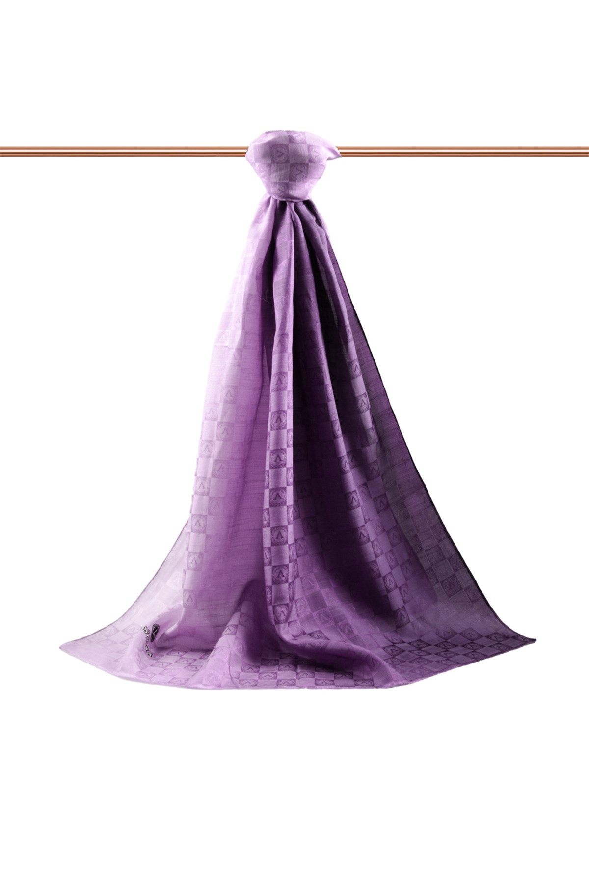 Vissona %57 İPEK %43 PAMUK Degrade Desenli Lila Renkli Şal -  70x190 Dikiş Tipi İtalyan Dikişli