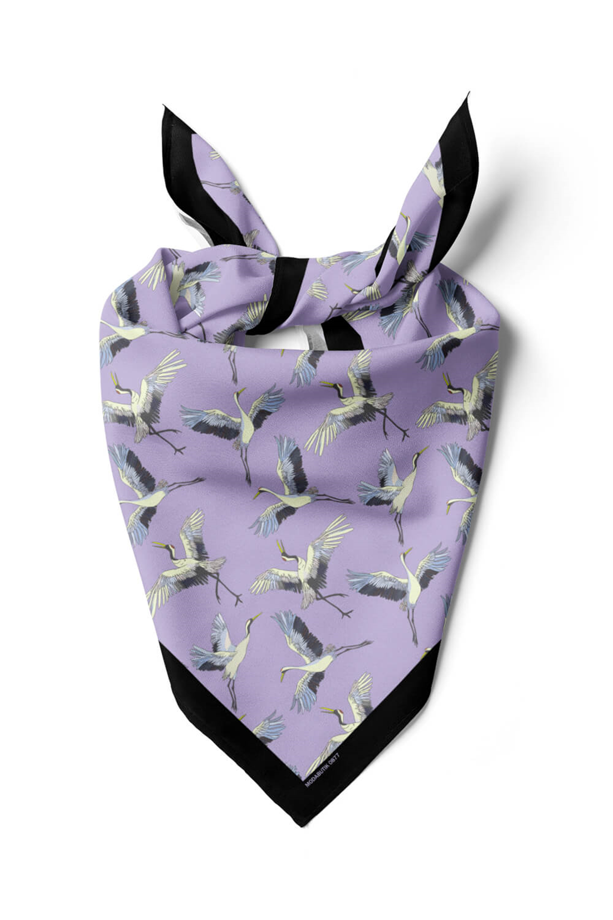 B9  Kadın Lila Stork Desenli 50x50 Bandana HYL DG0877-22