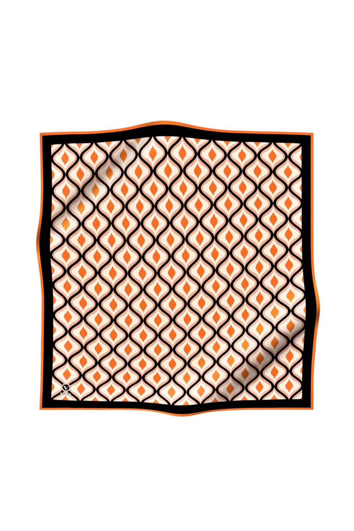 Twill Geometrik Daire Desenli Taba Renkli 90x90 Eşarp (İpek İçermez) Dikim Şekli : El Dikişi