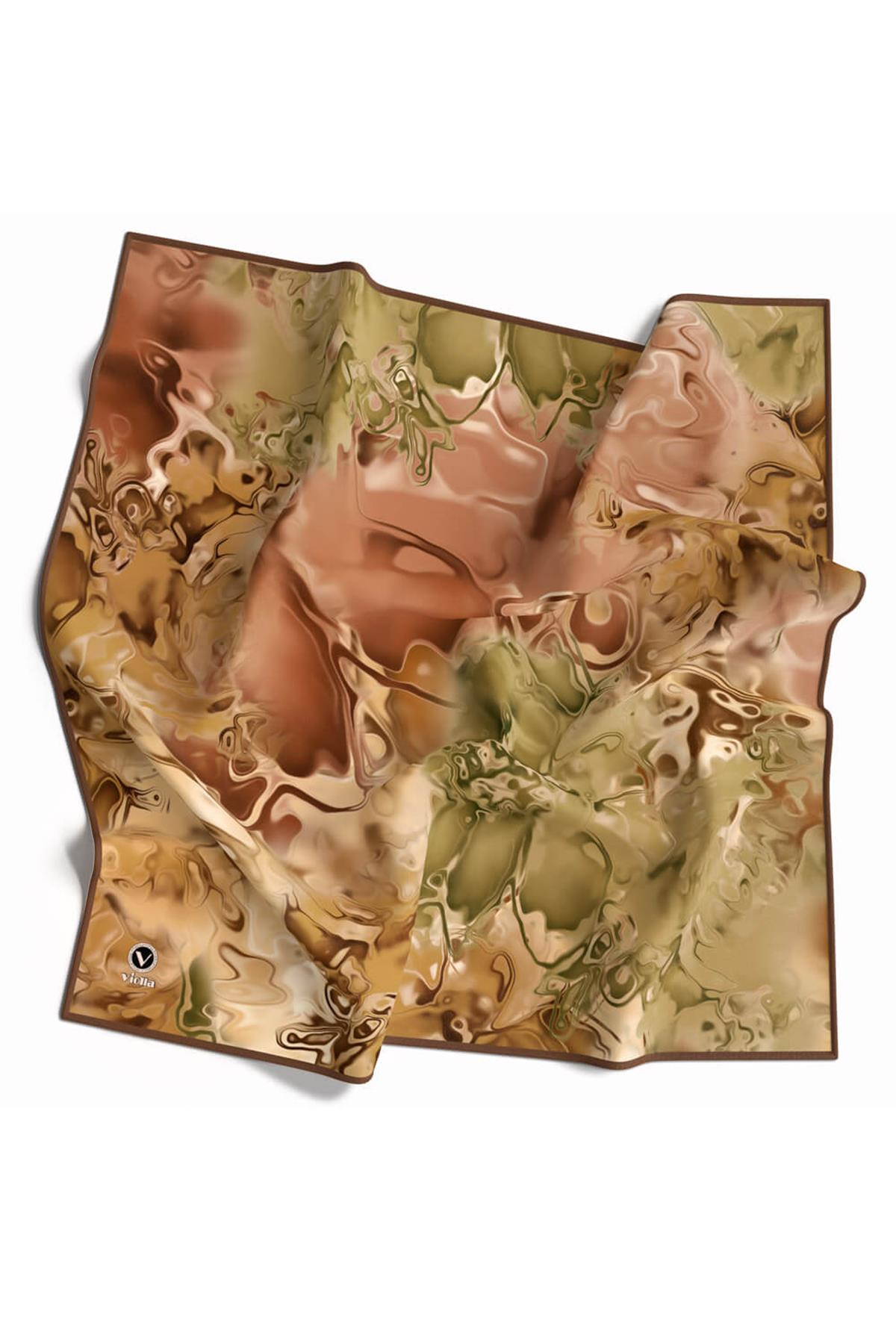 Rayon Batik Desenli Bakır Renkli 90x90 Dikim Şekli : El Dikişi Eşarp (İpek İçermez) Kenar Dikiş Şekli El Dikişli