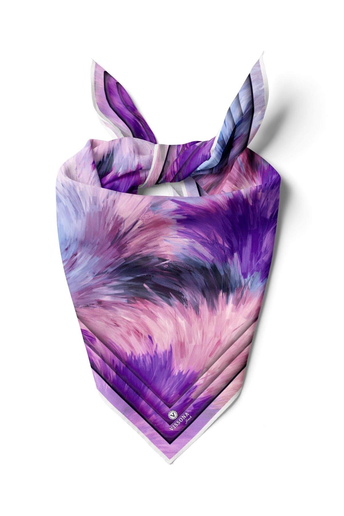 %100 İpek Kadın Desenli Bandana 80x80