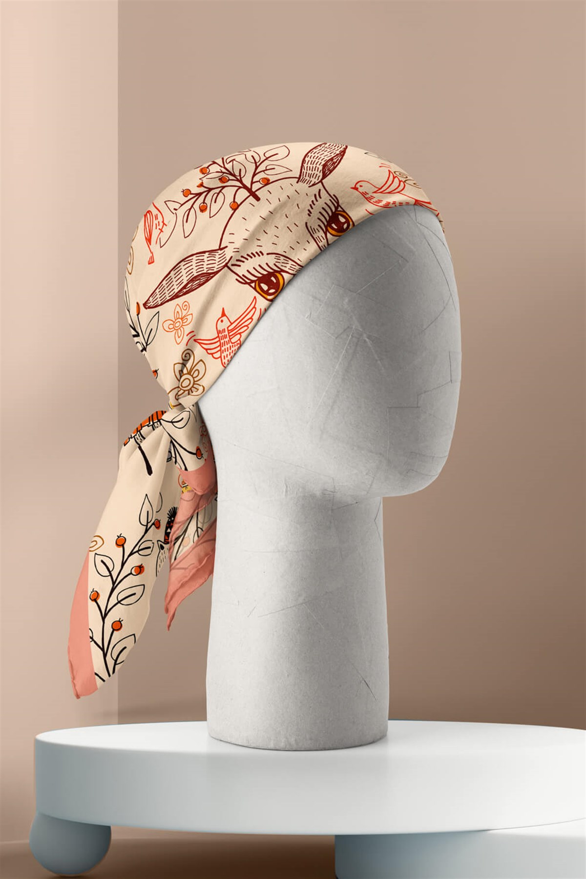 V57 Violla Geyik Desenli Bandana