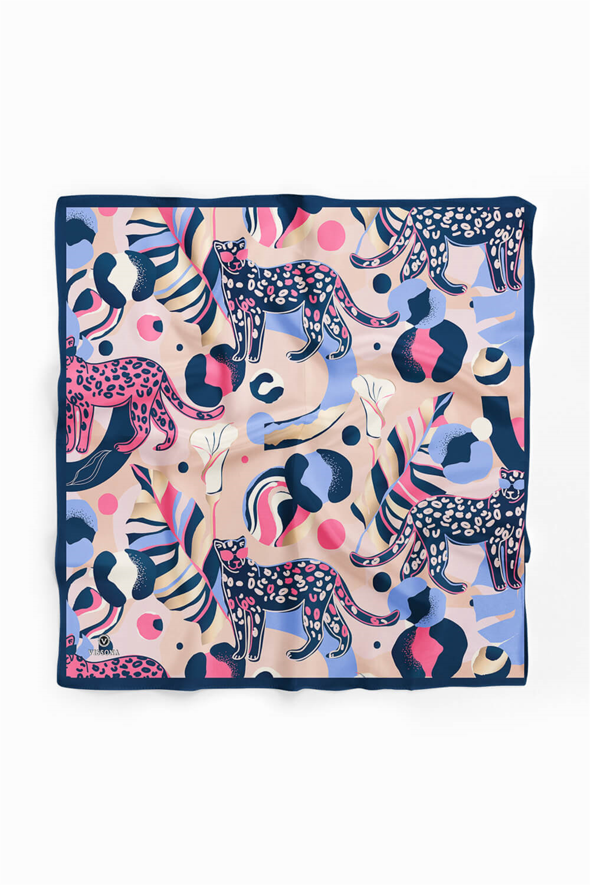 Saten İpek Kaplan Desenli Kadın Bandana