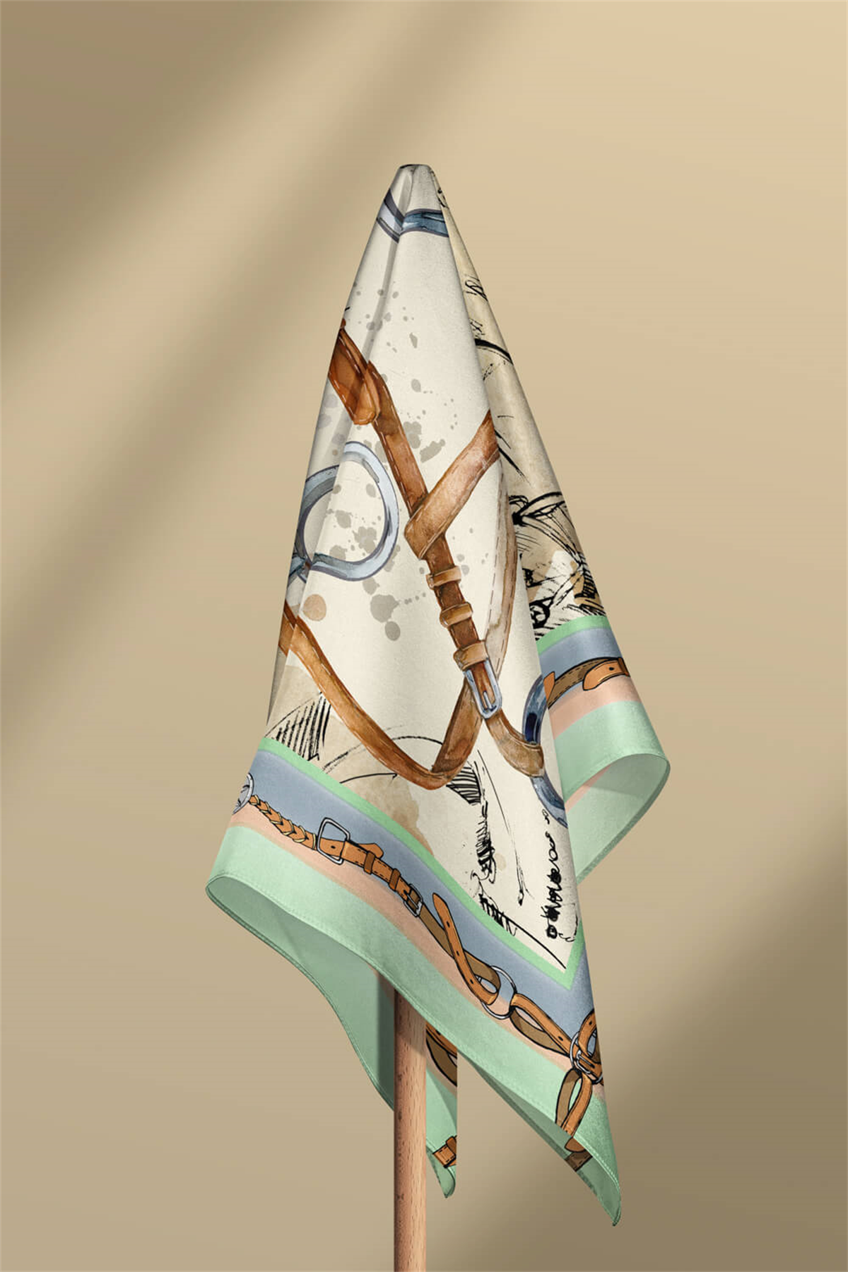 E98 HORSE WATERCOLOR VINTAGE TASARIM BANDANA