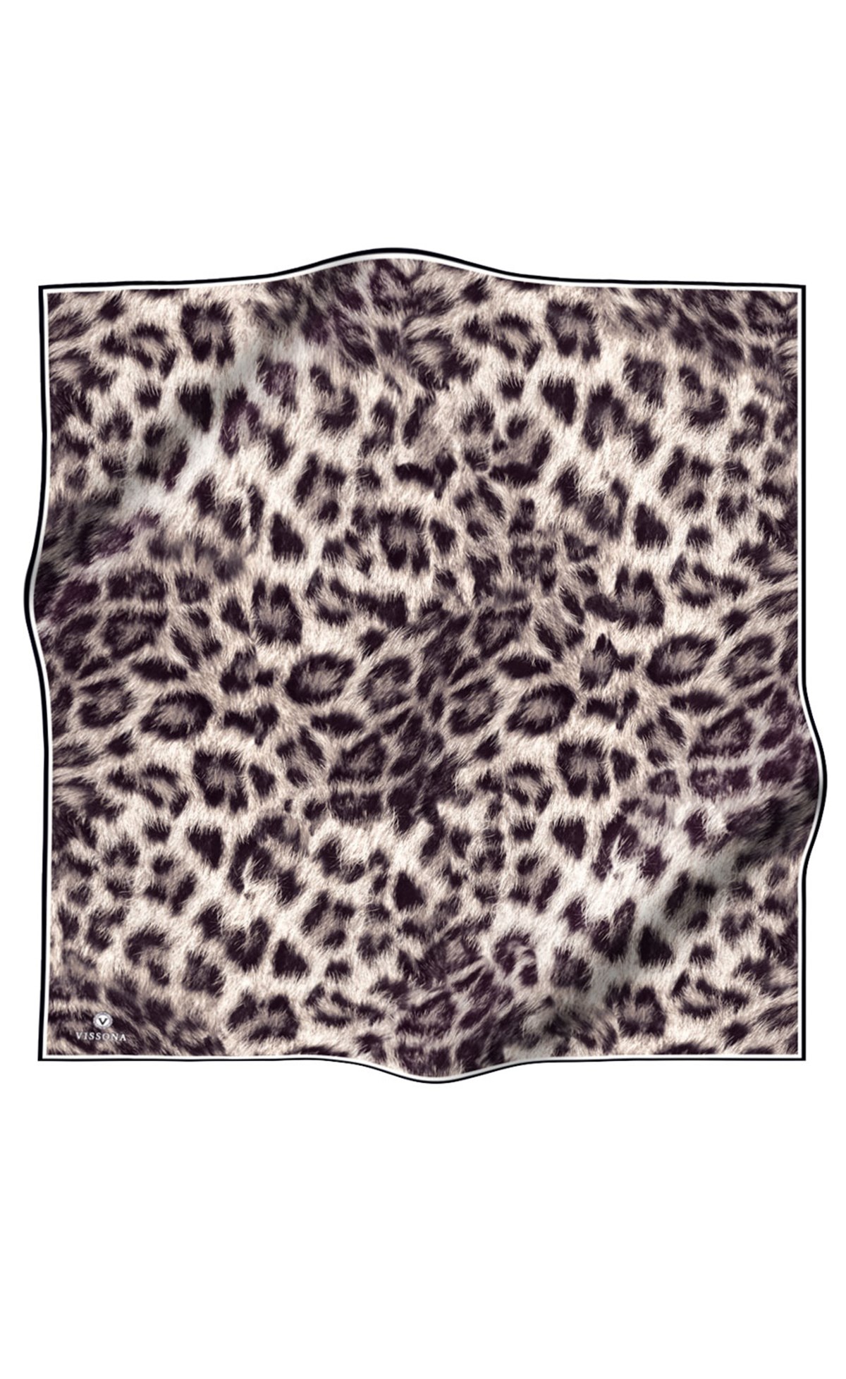 % 57 İPEK % 43 VİSKON Twill İpek Leopar Desenli Bej - Siyah  Renkli 90x90 Eşarp Dikim Şekli : El Dikişi