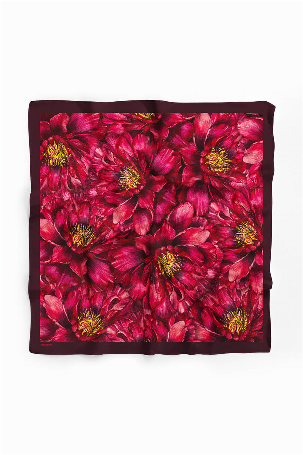 F50 Kadın Gül Desenli Bandana 50x50 Kırmızı DG0325-22