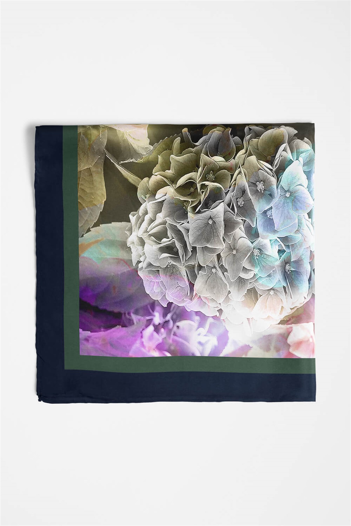 Violla F48 Kadın Çiçek Desenli Bandana 50x50 Gri DG0228-22
