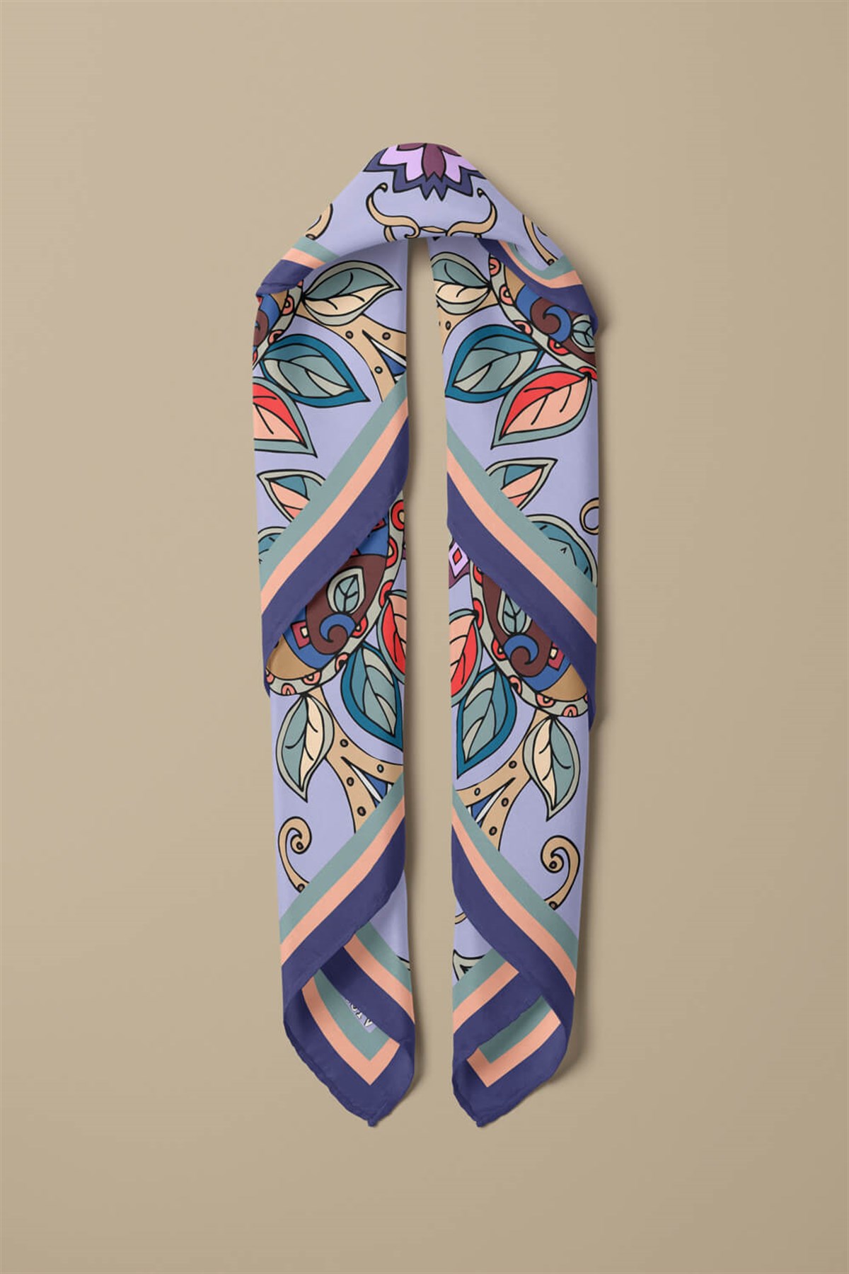 %100 İpek Etnik Desenli Kadın Bandana