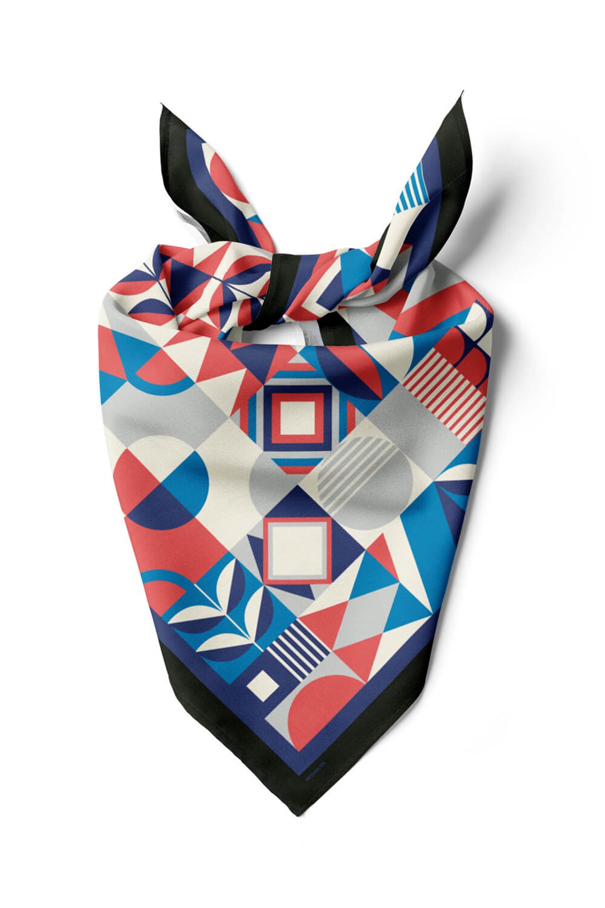 Violla Kadın Mavi Geometrik Desenli 50x50 Bandana HYL DG01538-22