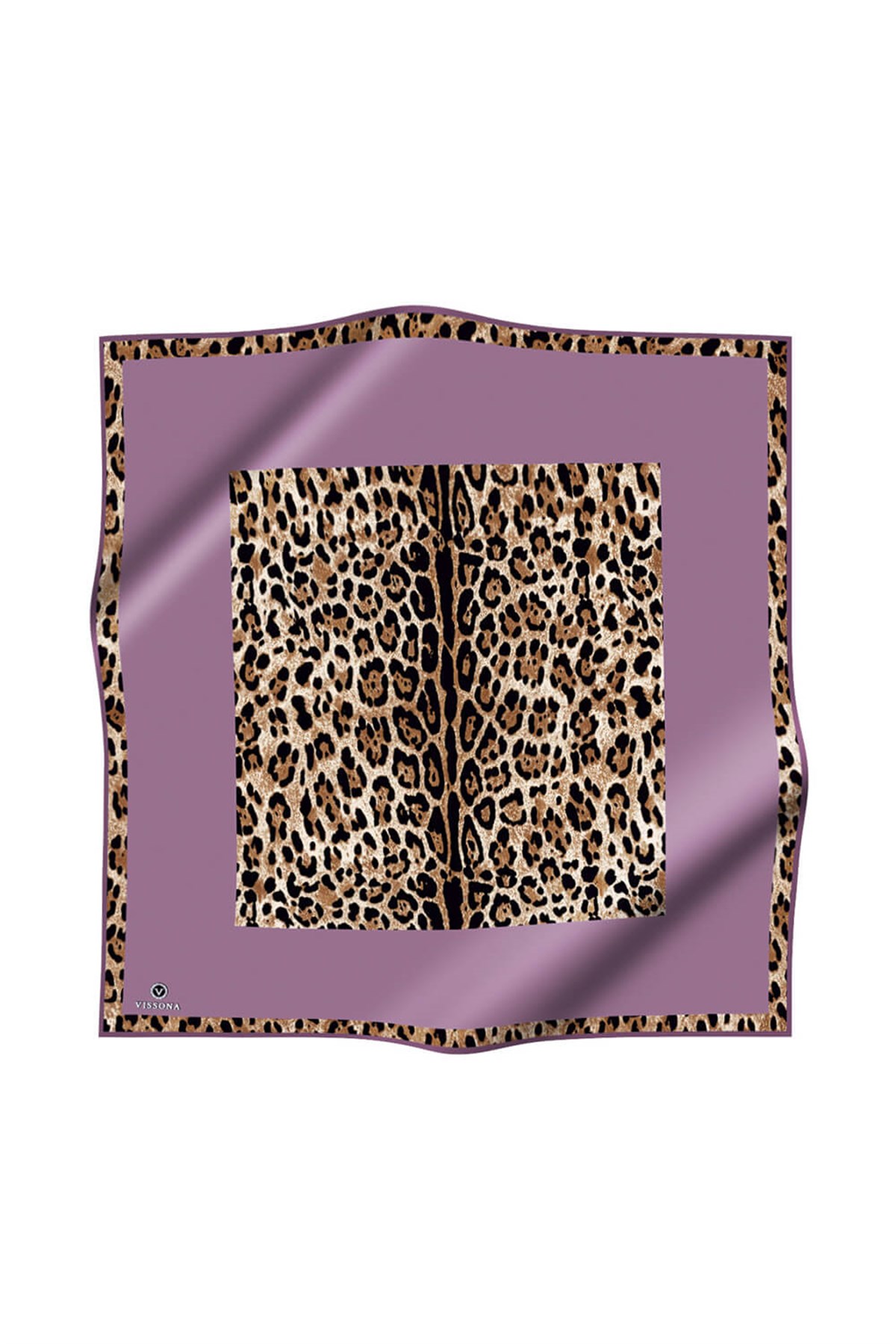 %100 Twill İpek Leopar Desenli Sirke Renkli 90x90 Eşarp Dikim Şekli : El Dikişi