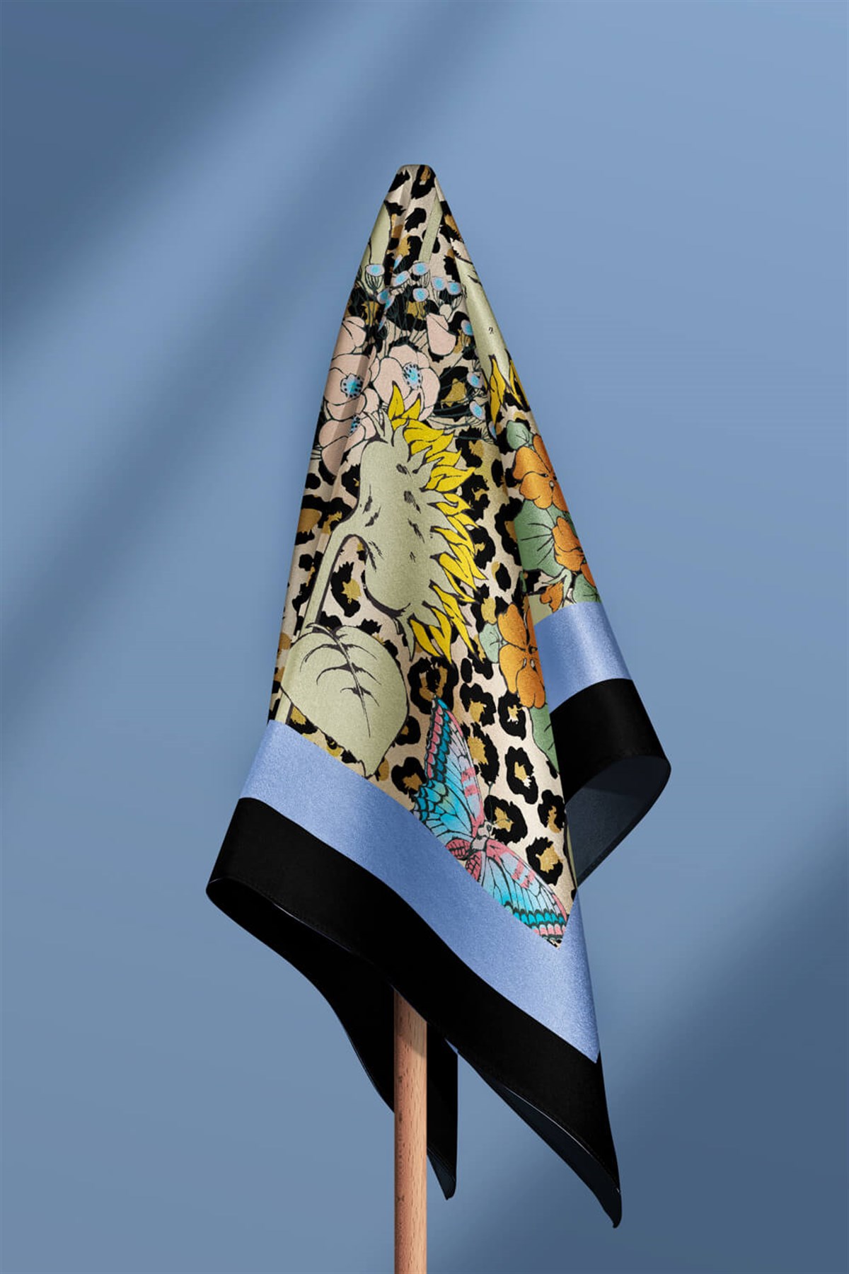 Violla B96 Kadın Sarı Çiçek Desenli 50x50 Bandana