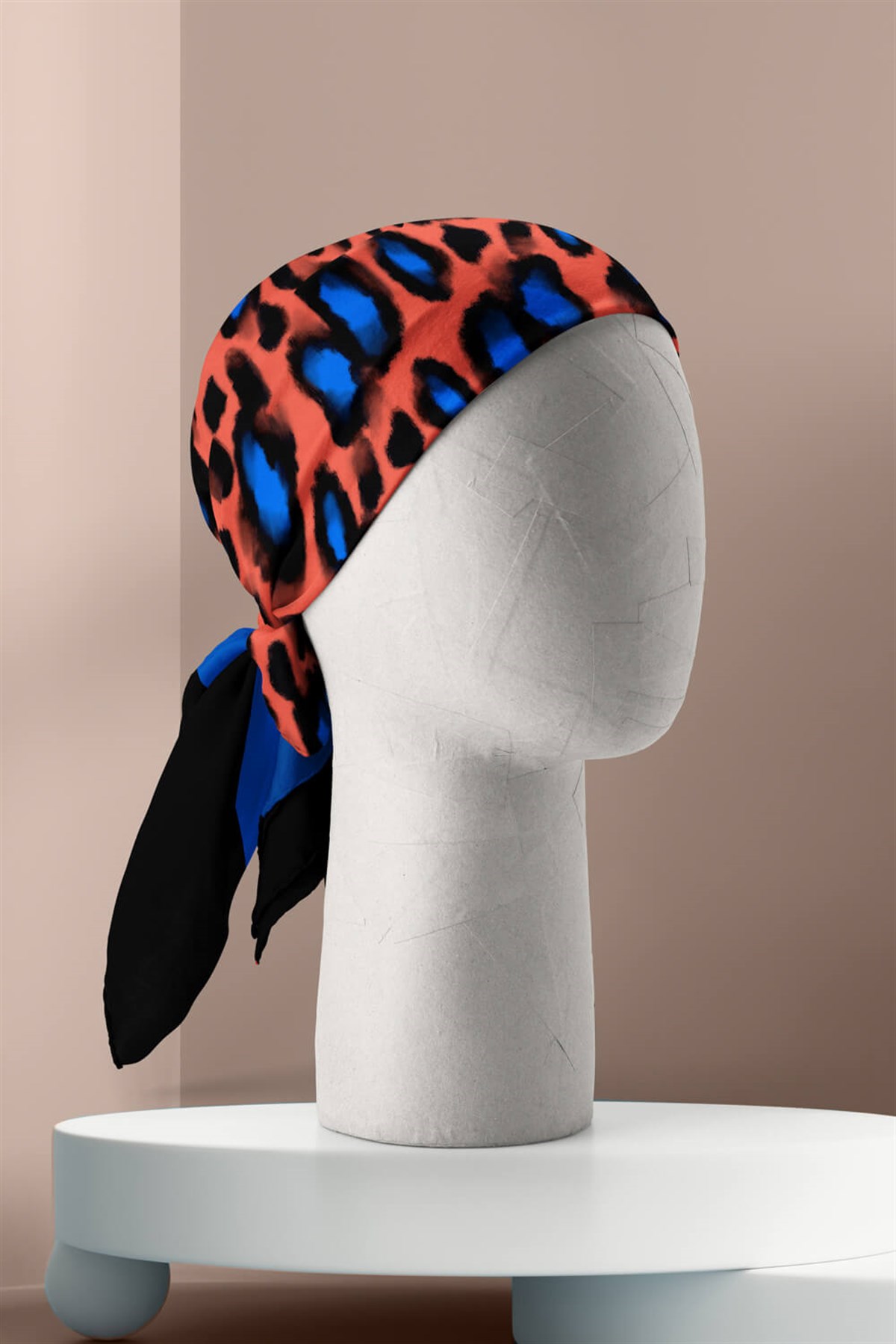 Violla A83 Kadın Mavi Turuncu Damla Desenli 50x50 Bandana