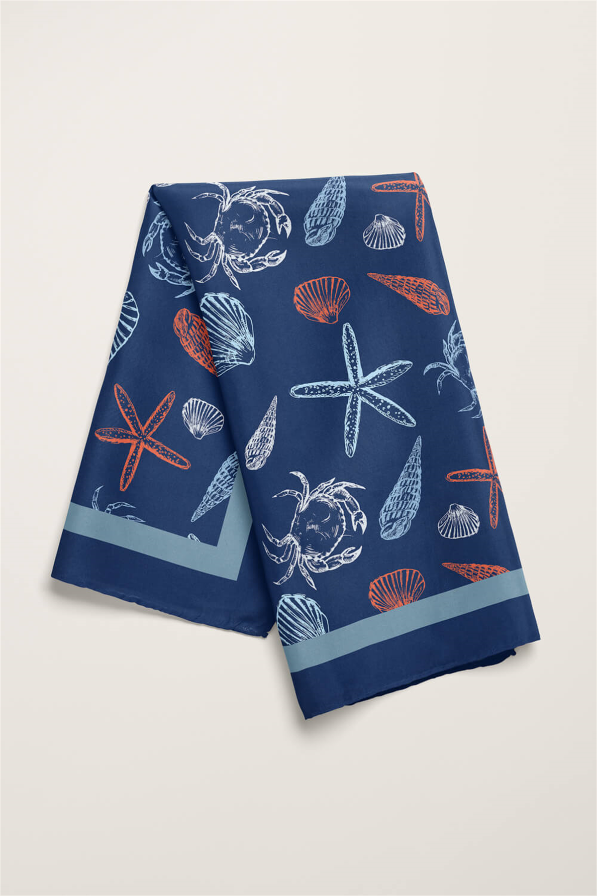 Kadın Lacivert Shell Desenli 50x50 Bandana