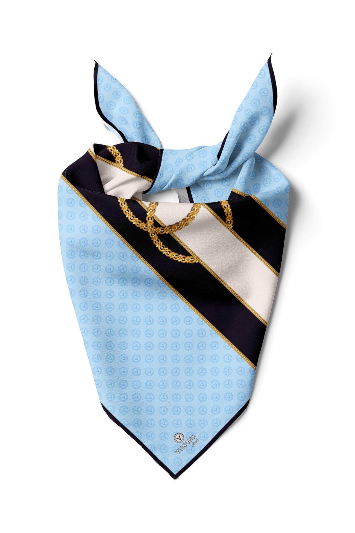 %100 İpek Barok Desenli Bandana 80x80