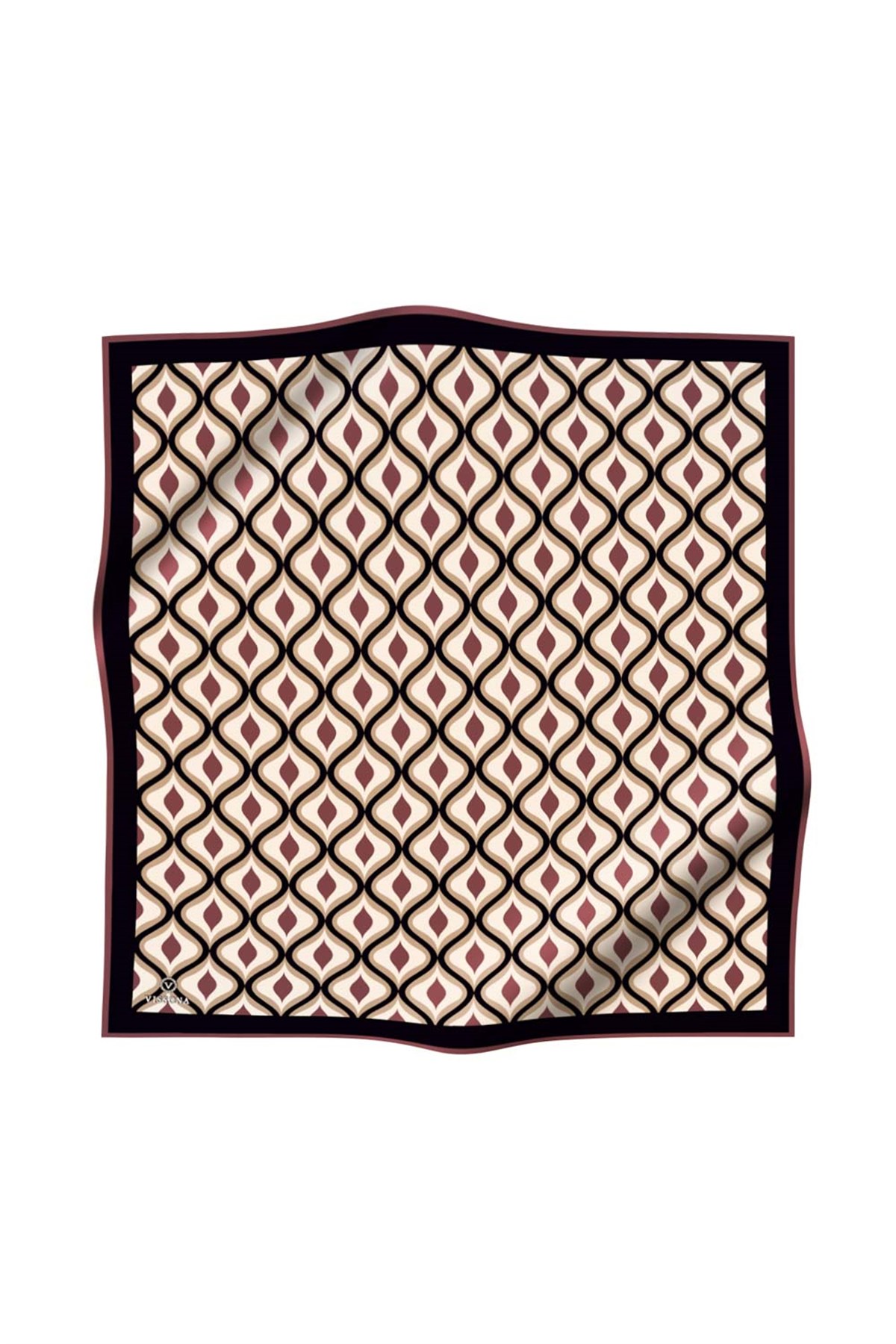 %100 Twill İpek Etnik Desenli Gül Kurusu Renkli 90x90 Eşarp Dikim Şekli : El Dikişi