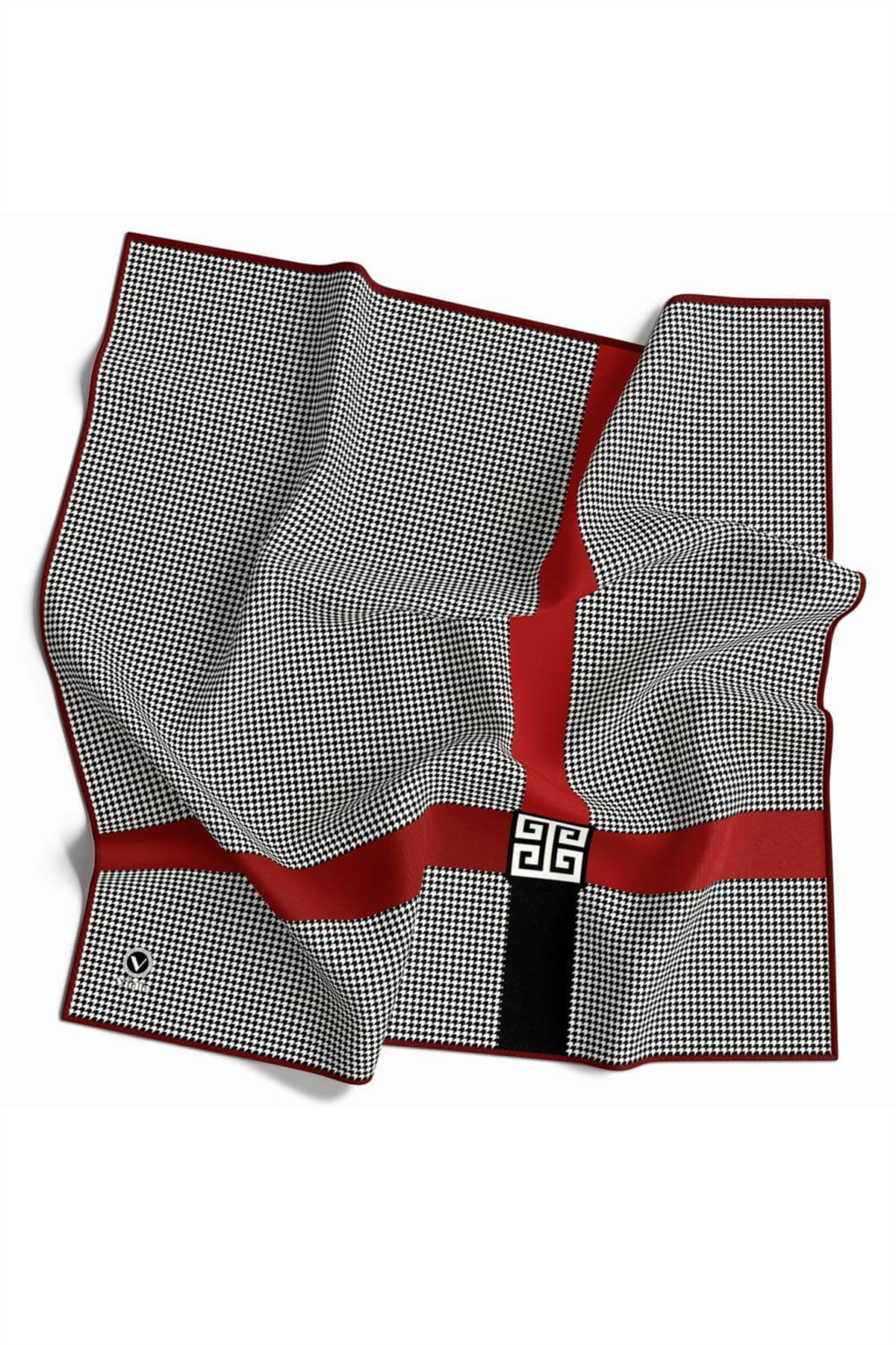 Twill Kazayaklı Şerit Desenli Bordo Renkli 90x90 Eşarp (İpek İçermez) Dikim Şekli : El Dikişi