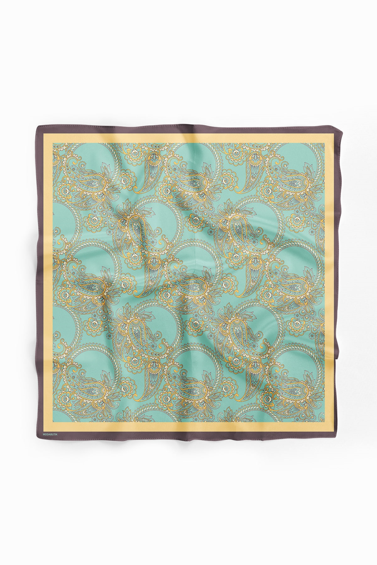 Kadın Açık Mavi Krem Bangle Desenli 50x50 Bandana HYL DG0917-22