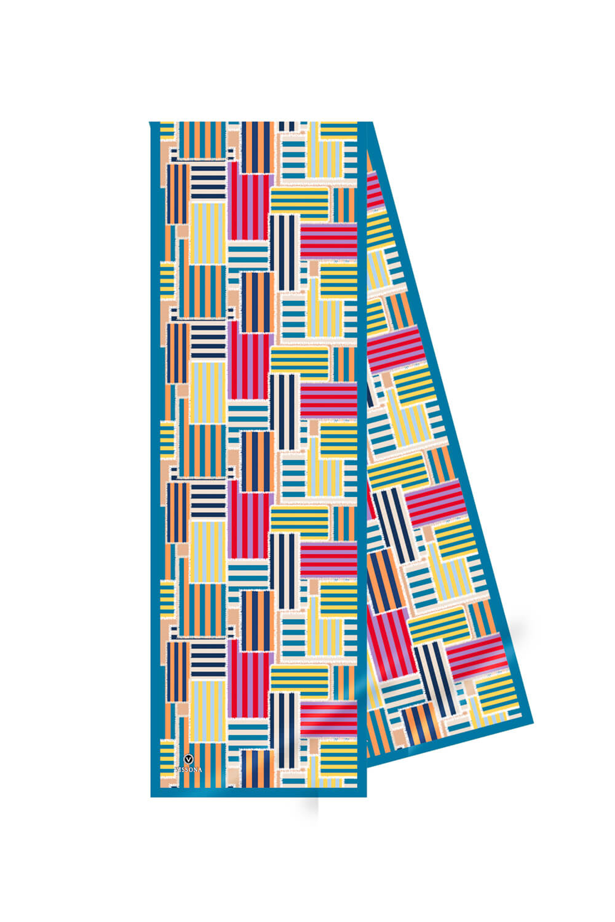 SATEN İPEK GEOMETRİK DESENLİ KADIN FULAR