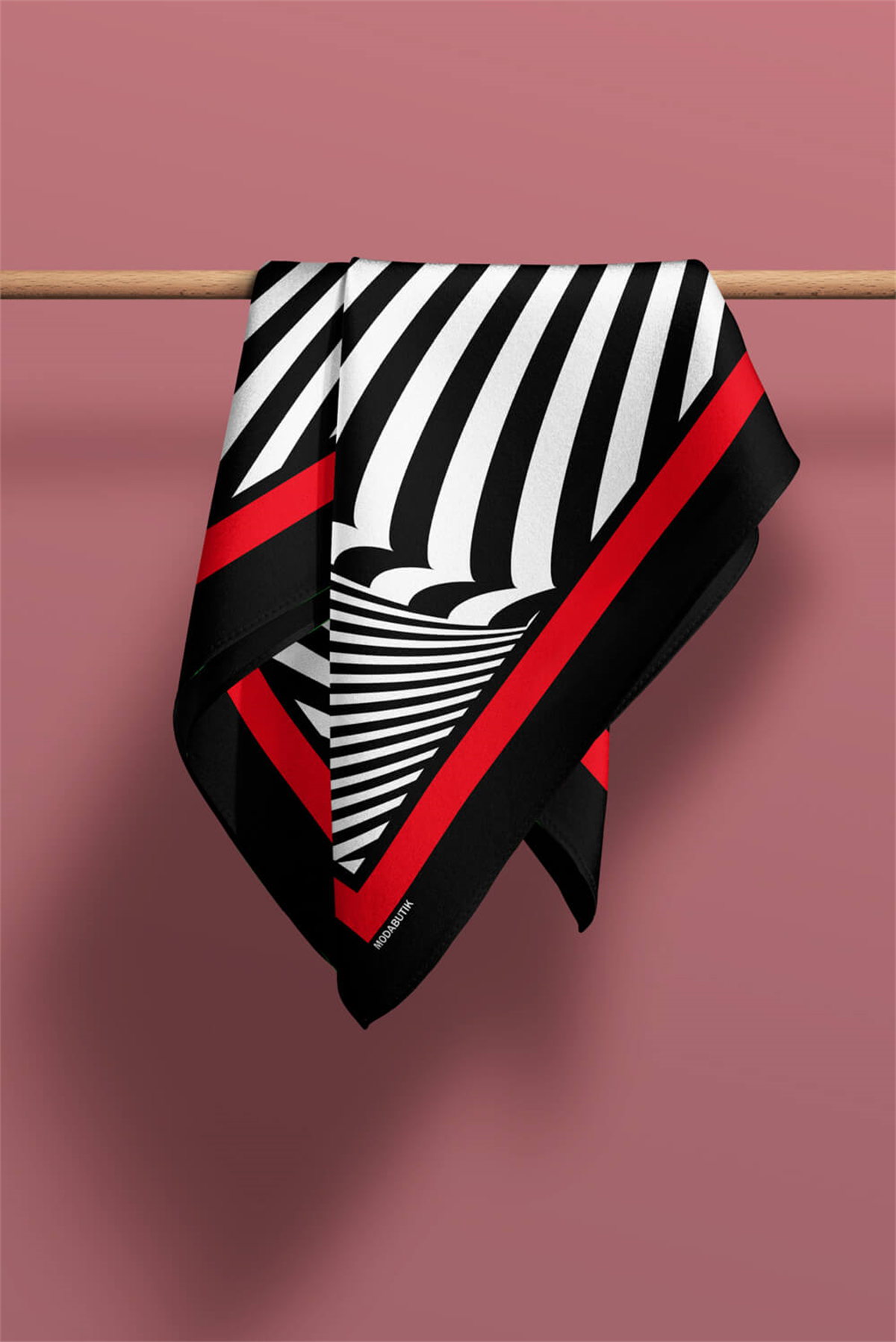 Kadın Siyah Beyaz Spiral Desenli 50x50 Bandana HYL DG0905-22