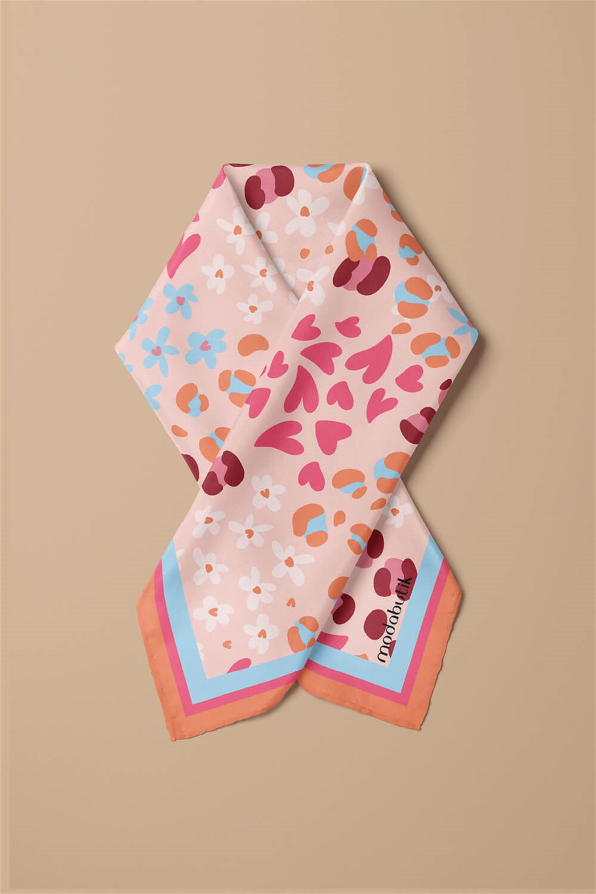 G64 Violla Kalpli Leopar Desenli Bandana
