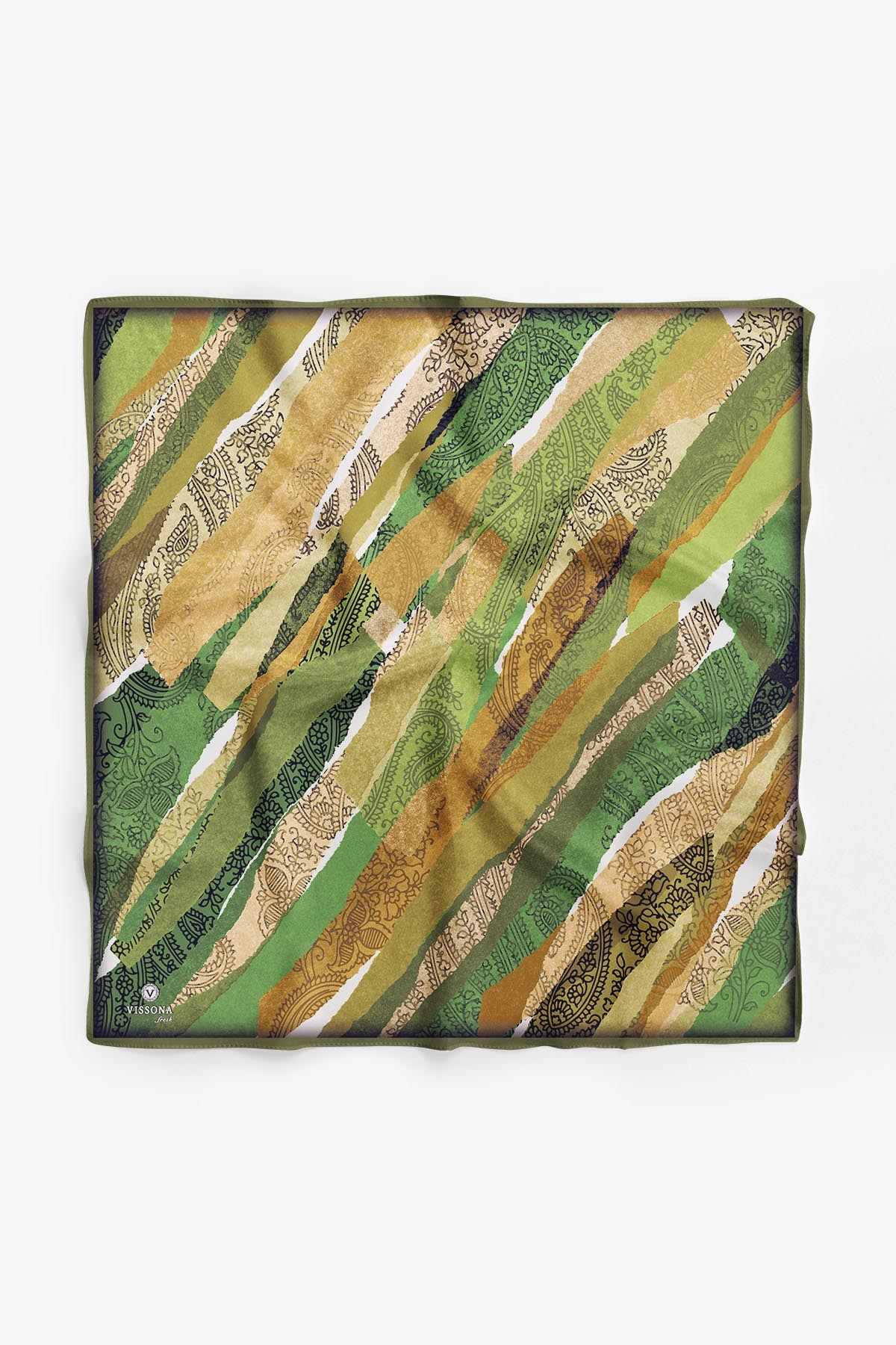 %100 İpek Kadın Desenli Bandana 80x80