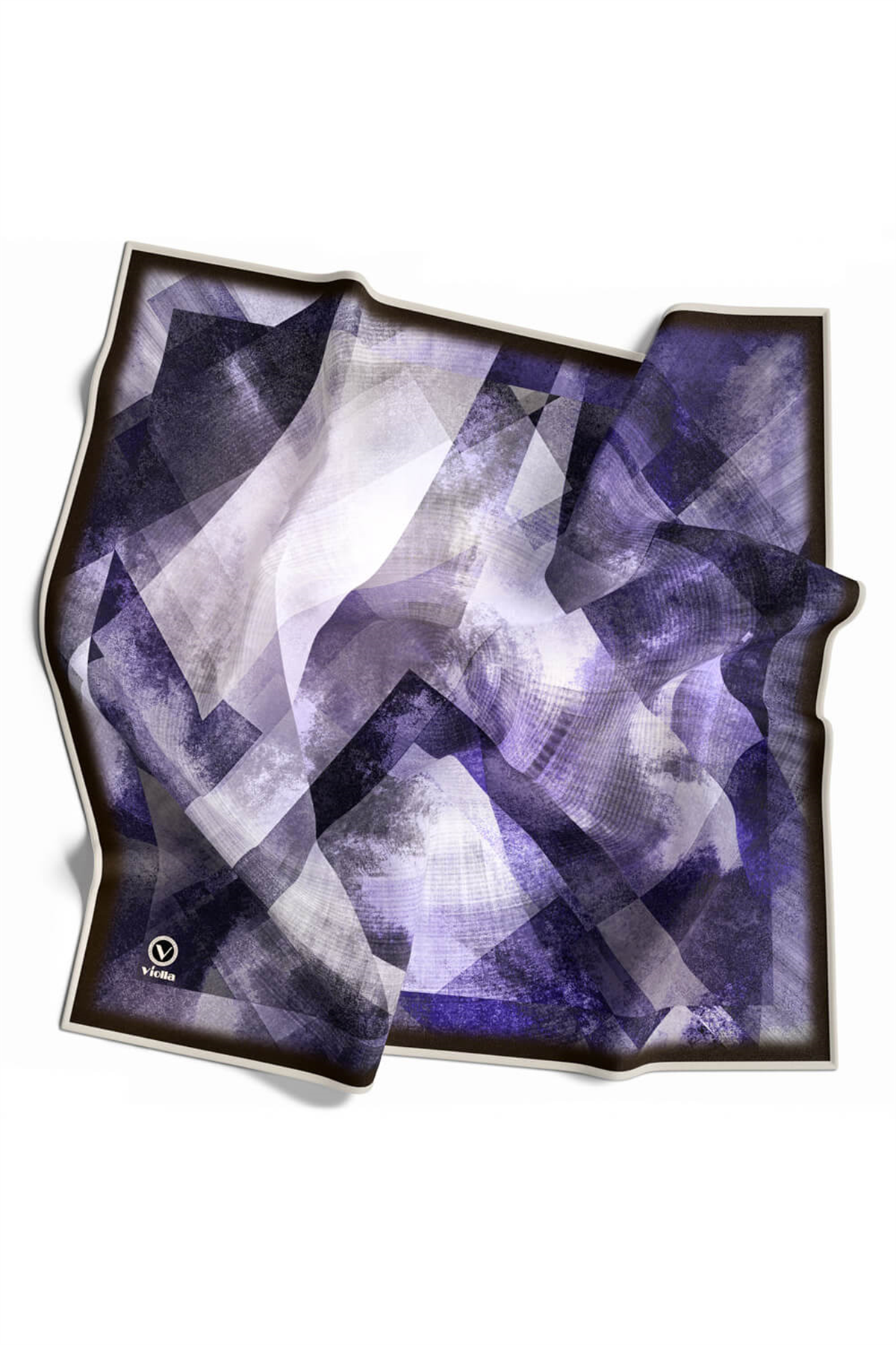 Twill Batik Desenli Mor Renkli 90x90 Eşarp (İpek İçermez) Dikim Şekli : El Dikişi