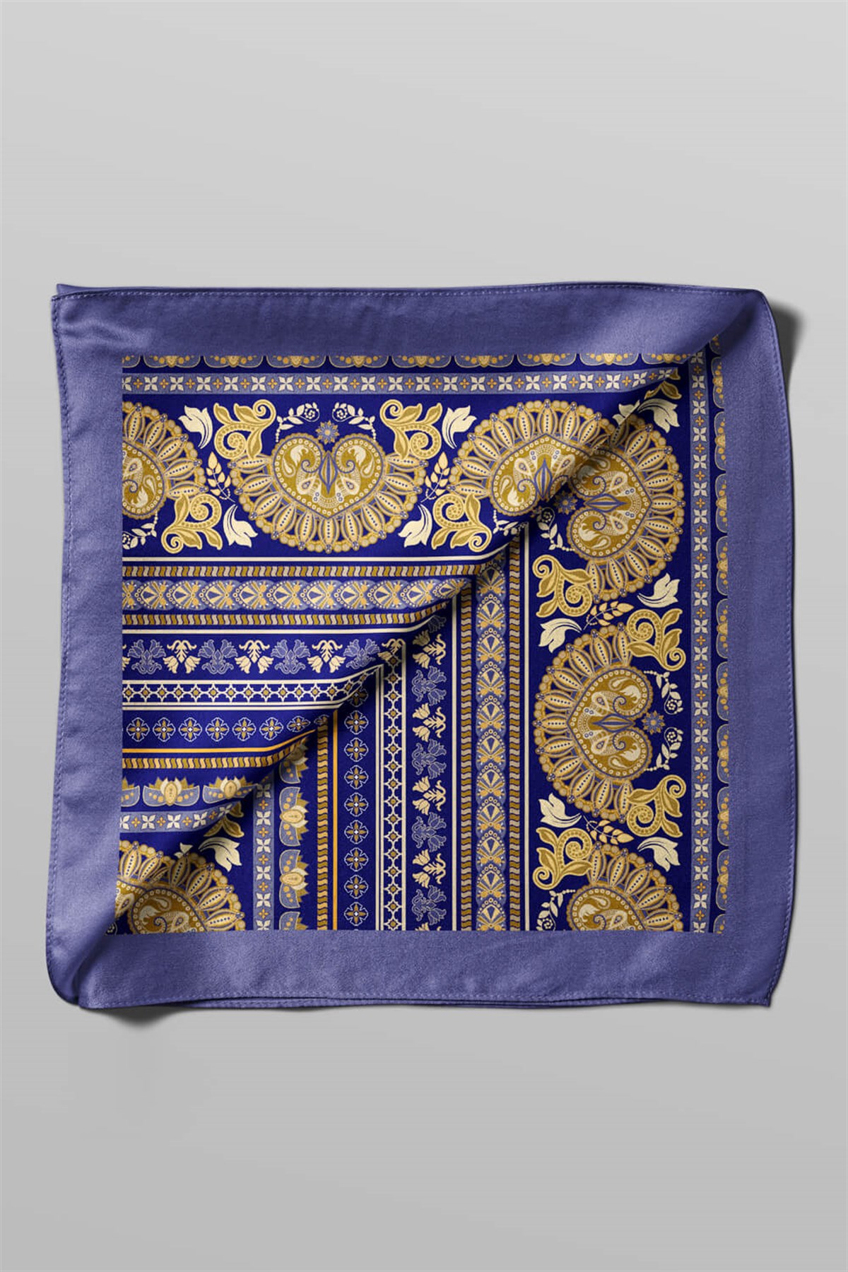 Violla Z71 Kadın Sarı  Sax Şeritler Ve Kalpler  Desenli 50x50 Bandana HYL DG0634-22