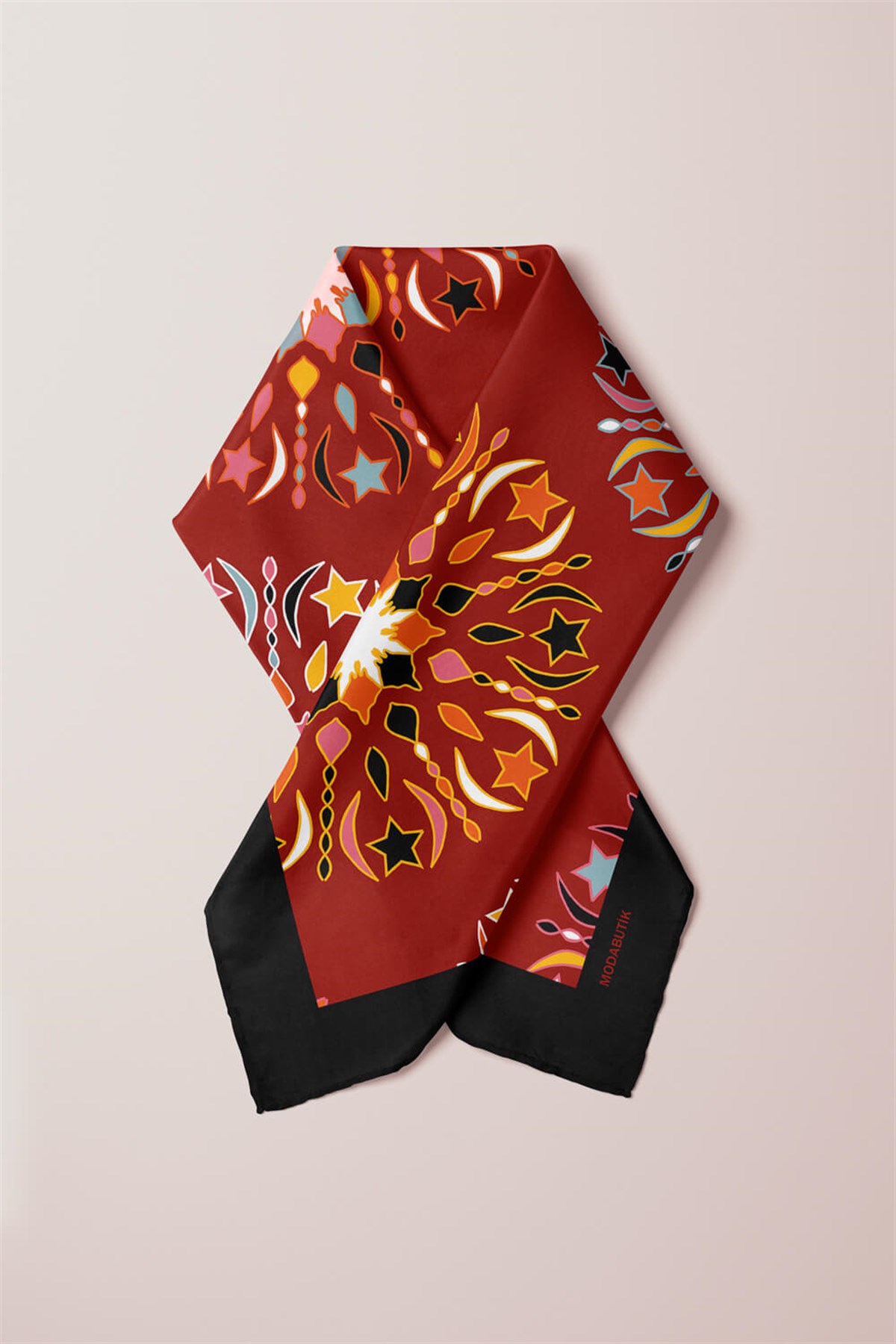 Violla Y20 Kadın Çiçek Desenli Bandana 50x50 Kırmızı DG0403-22