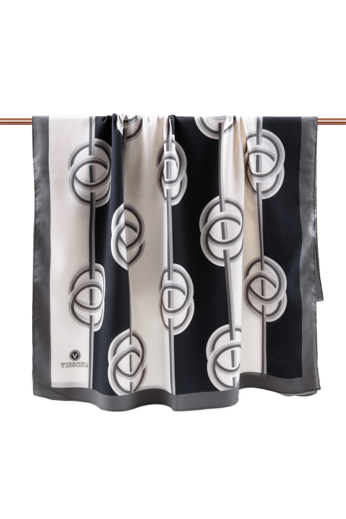 KREP ÇİZGİLİ DESENLİ GRİ RENKLİ 75X195 KIRIŞMAZ ŞAL