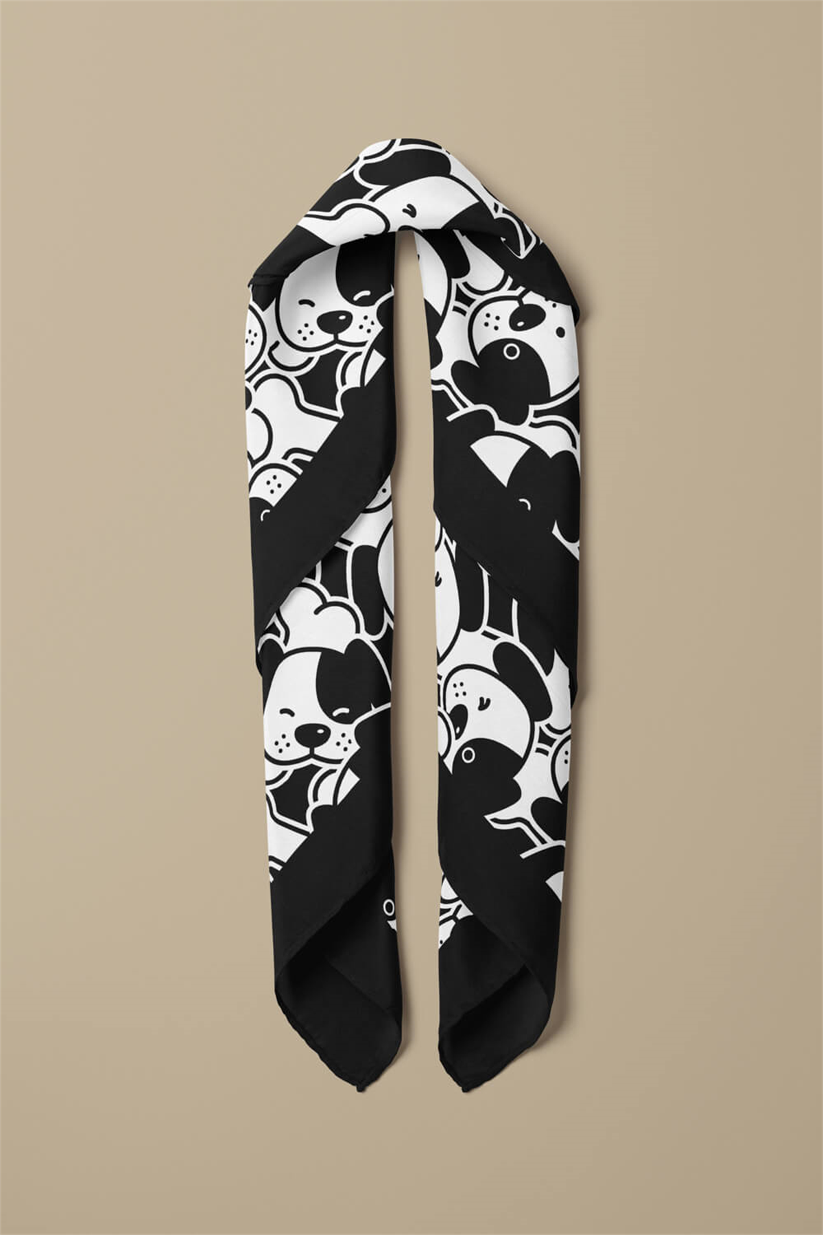 A14 Siyah Beyaz Köpek Bandanası Premium Özel Üretim 55X55 DG2063