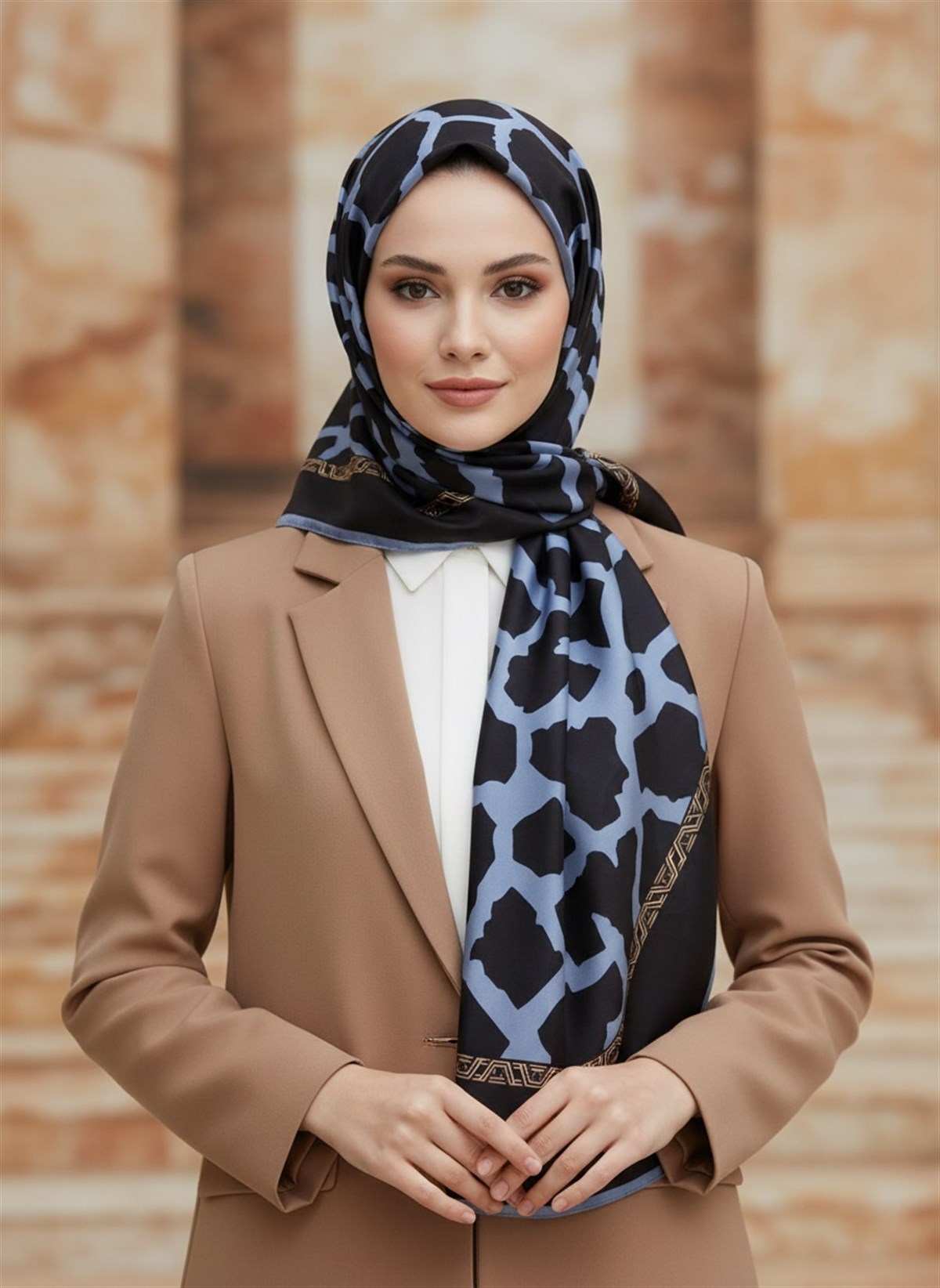 %100 Saf İpek Şal İnce Saten Vual Dokuma Çatlak Desenli 90x210 Şal