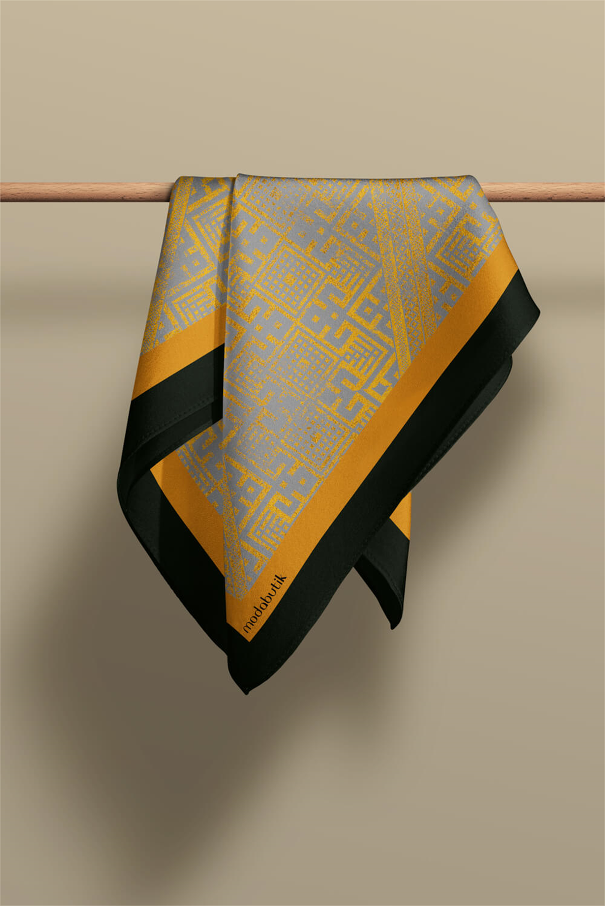 G53 Kadın Turuncu Geometrik Desenli 50x50 Bandana DG01645-2