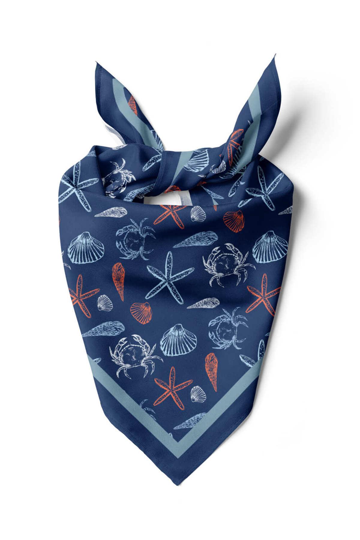 Kadın Lacivert Shell Desenli 50x50 Bandana