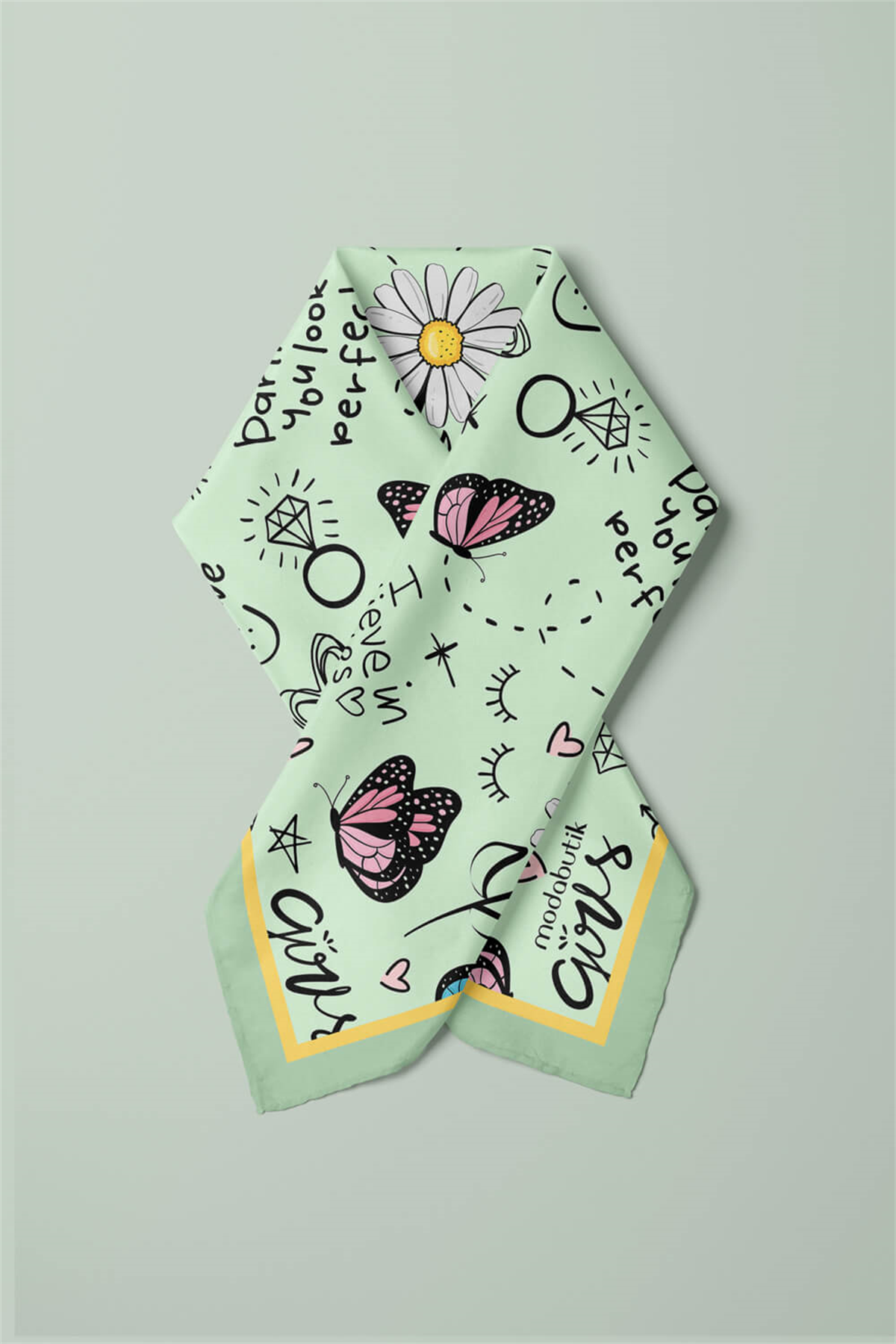 Z1 Modabutik Kelebek Desenli Bandana
