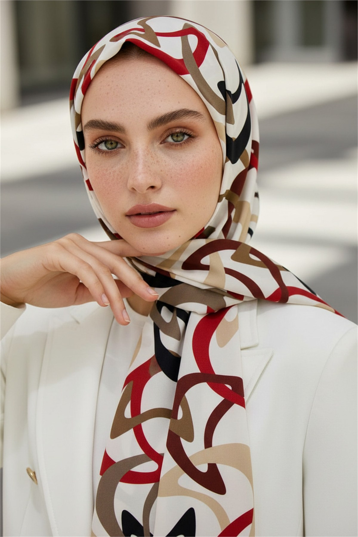 KREP BOOMERANG DESENLİ BORDO RENKLİ 75X195 KIRIŞMAZ ŞAL