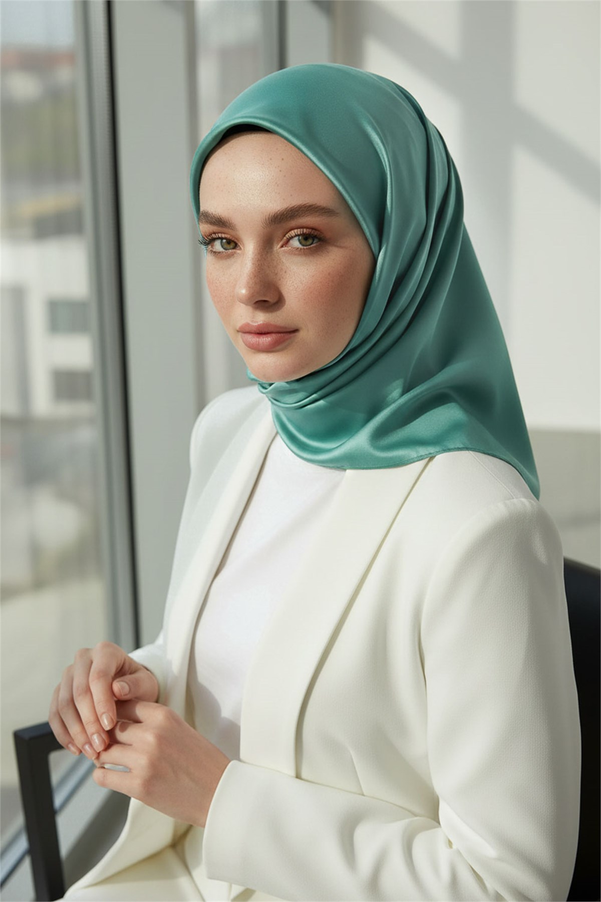 %100 Saf İpek Twill Eşarp 90x90 – Düz Renk, Kaymayan Tok Dokulu, El Dikişli