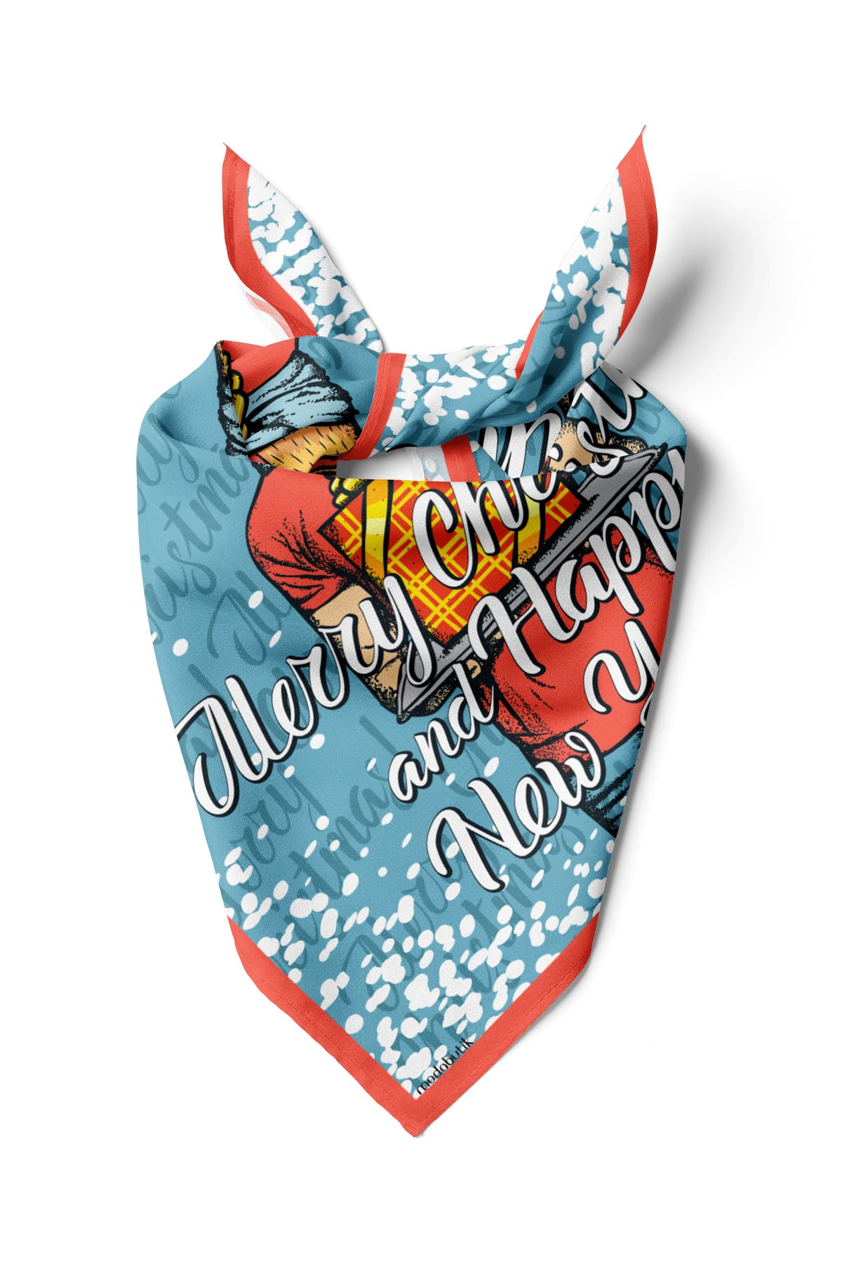 Kadın Buz Mavi Cock Desenli 50x50 Bandana HYL DG0838-22