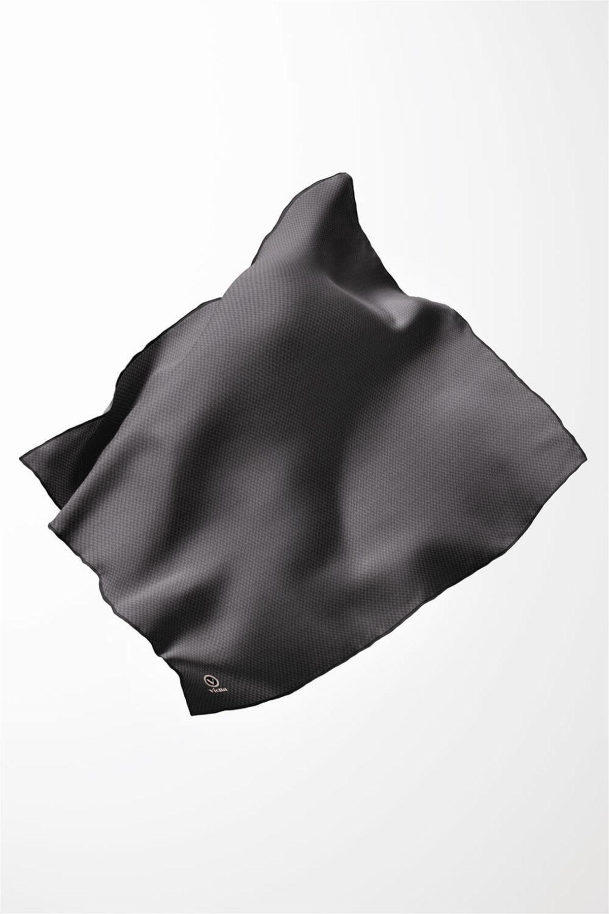 Twill Dokulu Düz Renk Desenli Füme Renkli 90x90 Eşarp (İpek İçermez) Kenar Dikiş Şekli El Dikişli