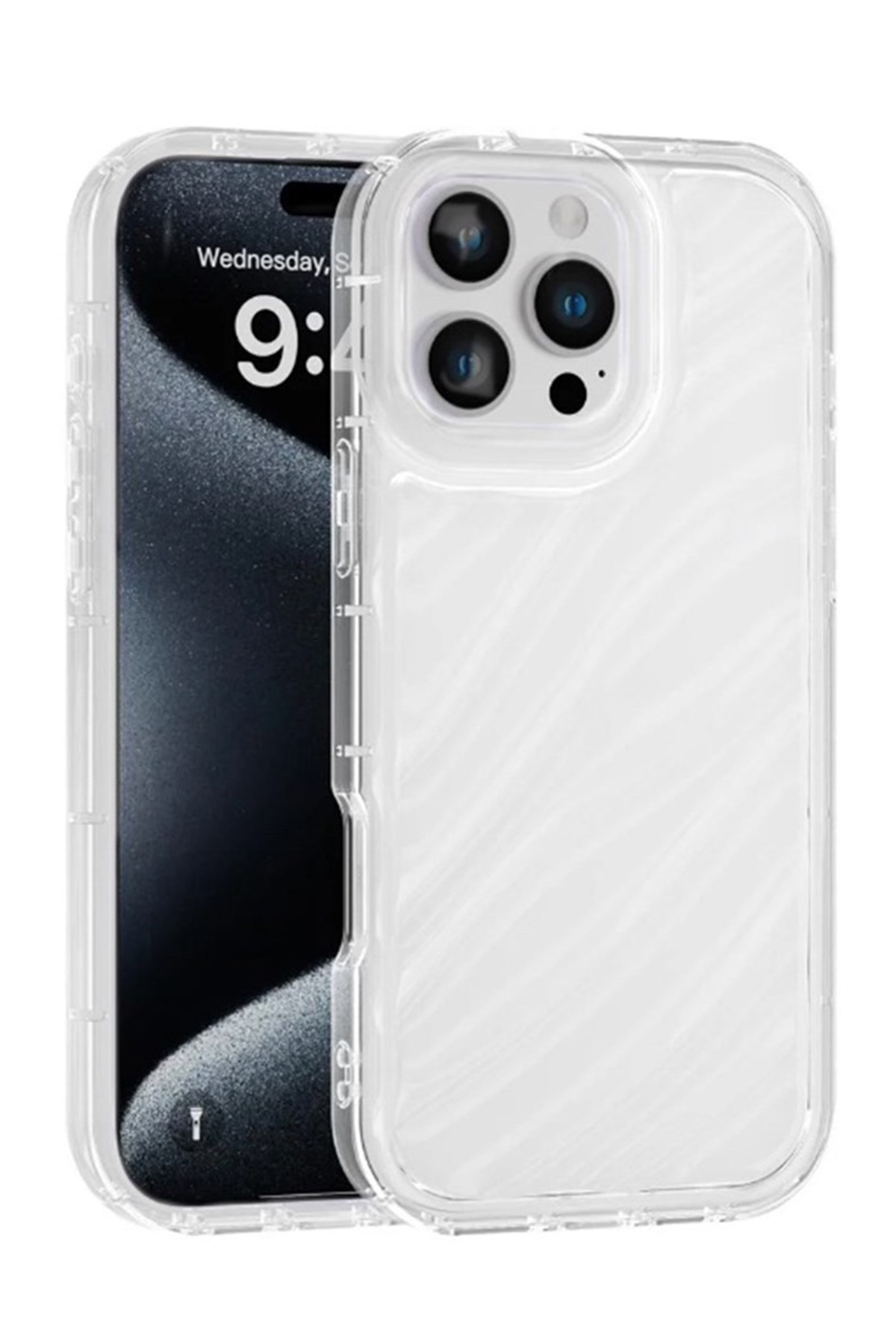 iPhone 16 Pro max Kılıf – Kabartmalı Parlak Desenli Darbe Emici Silikon Telefon Kılıfı