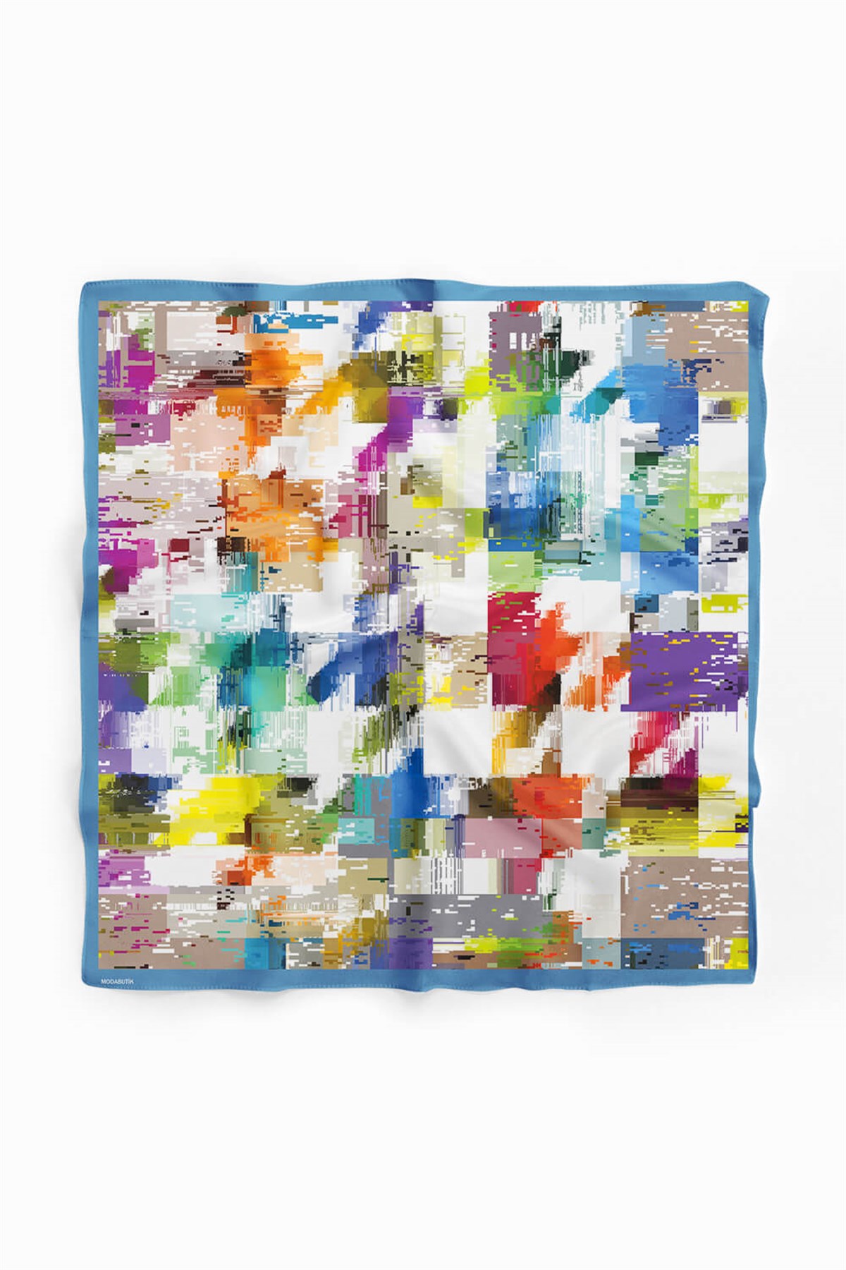 Violla D78 Kadın Ekose Desenli Bandana 50x50 Mavi DG0197-22