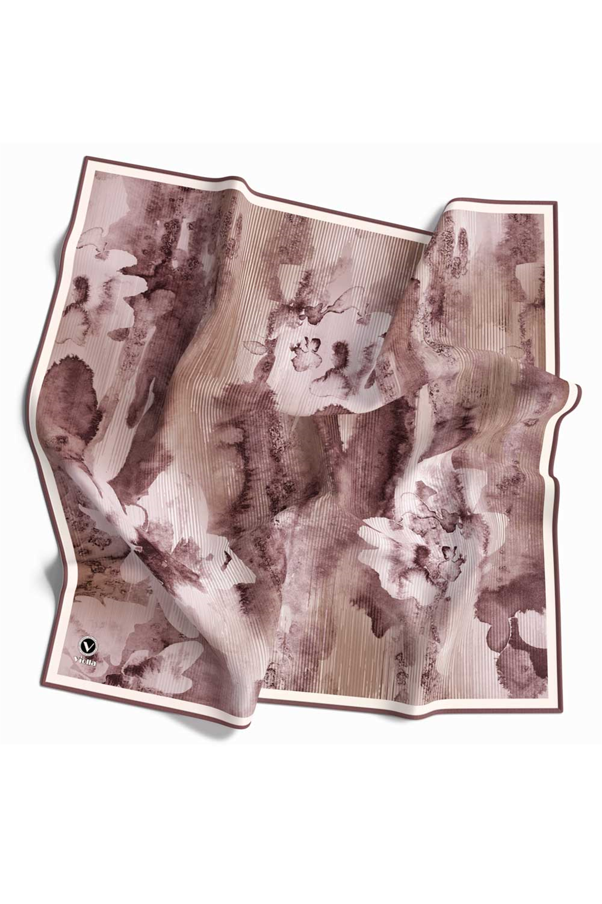 Twill Batik Desenli Gül Kurusu Renkli 90x90 Eşarp (İpek İçermez) Dikim Şekli : El Dikişi