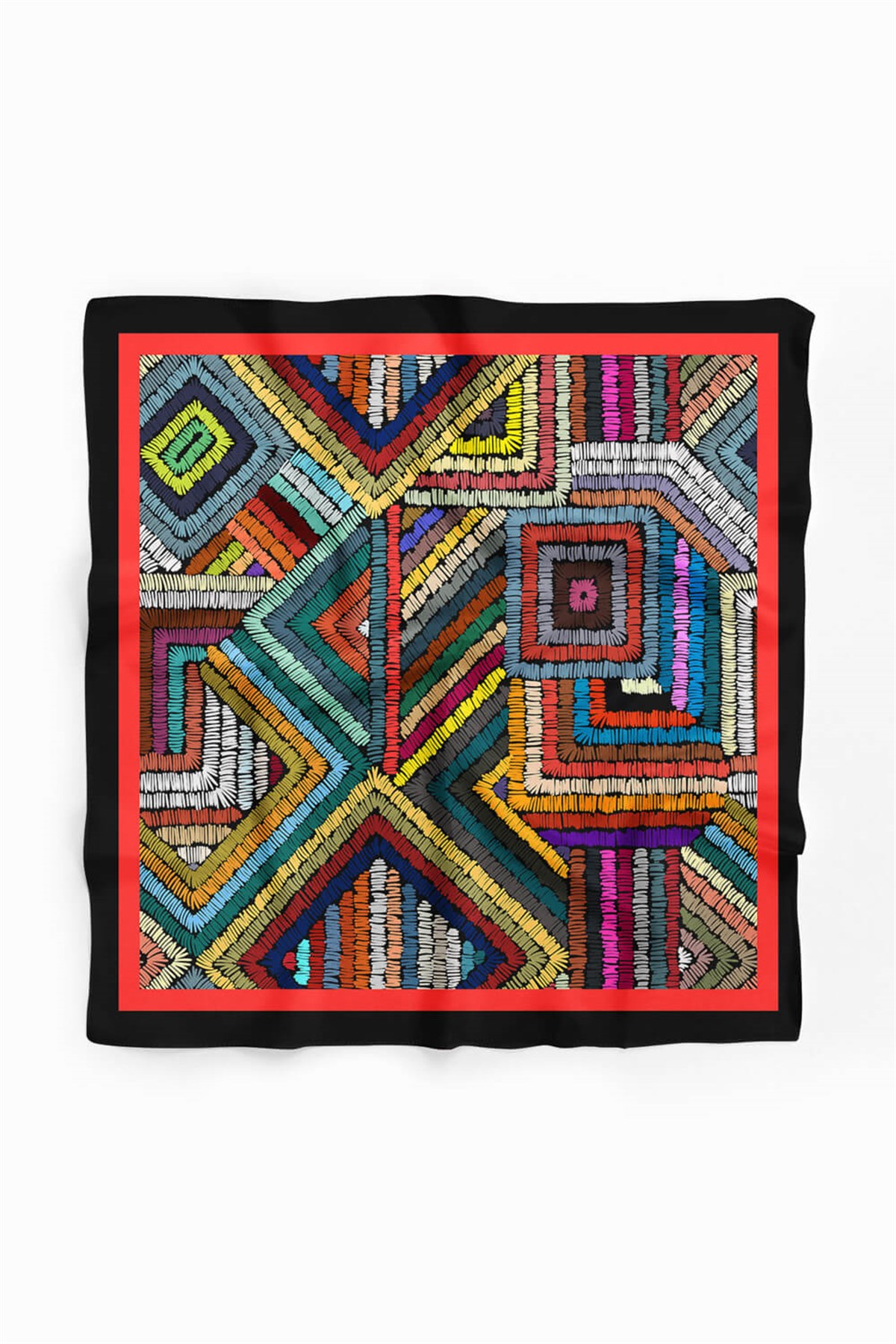 Violla Kadın Çok Renkli Otantik  Desenli 50x50 Bandana HYL DG0788-22
