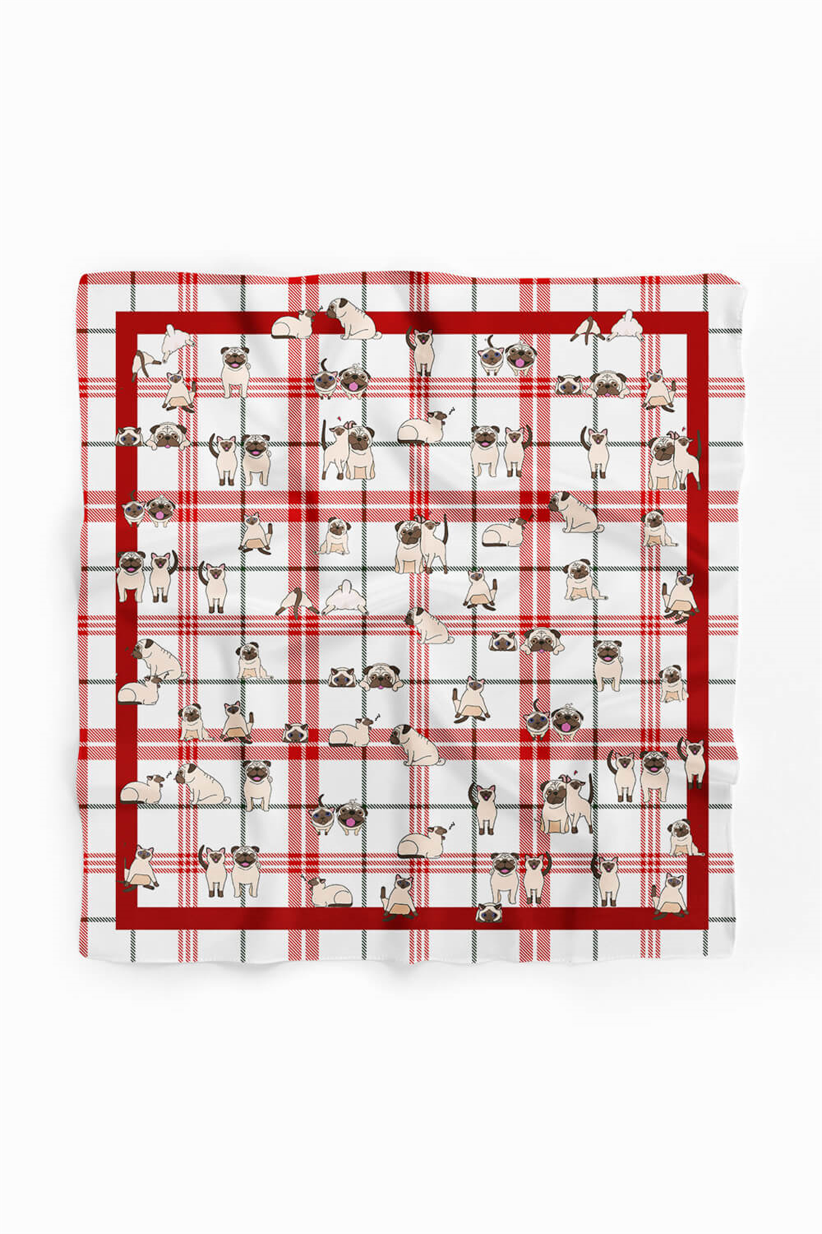 G7  Modabutik Köpek Bandanası Kırmızı Beyaz 50x50